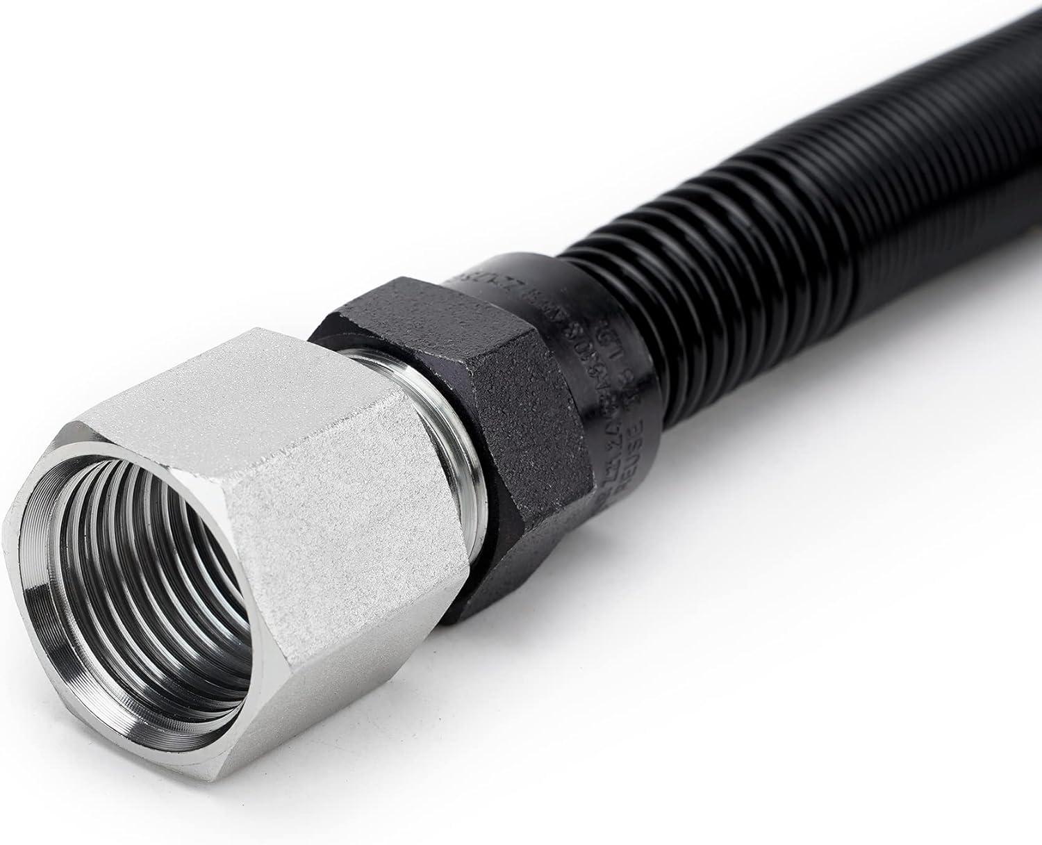 Stanbroil 1/2″ OD x 3/8″ ID 24″ Non-Whistle Flexible Flex Gas Line Connector Kit for NG or LP Fire Pit and Fireplace