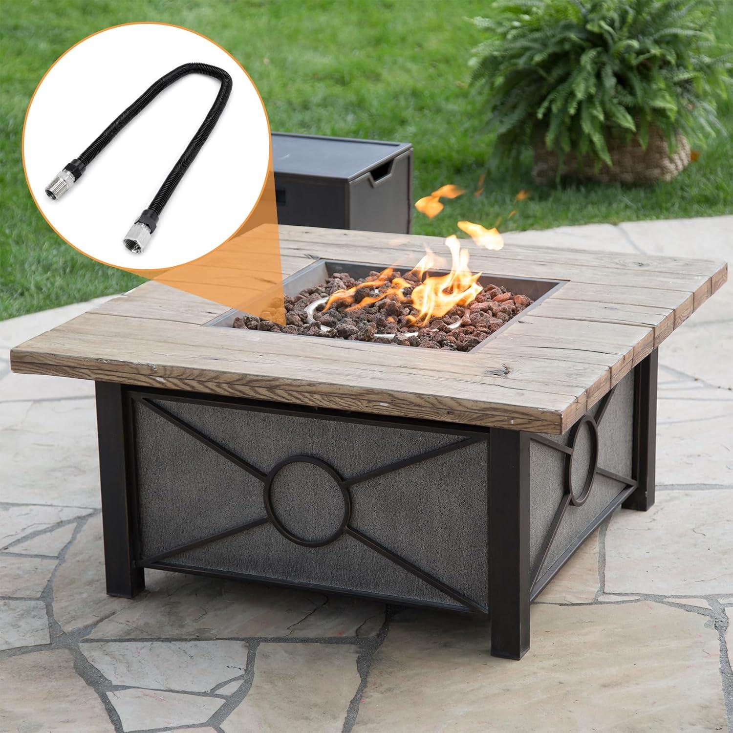 Stanbroil 1/2″ OD x 3/8″ ID 24″ Non-Whistle Flexible Flex Gas Line Connector Kit for NG or LP Fire Pit and Fireplace