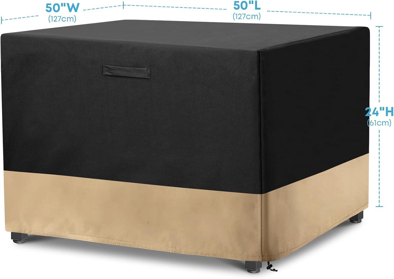 Stanbroil 40-Inch Patio Square Cover, 600D Waterproof Fire Pit Cover for Outdoor Fire Pit Table, Fire Bowl, Patio Furniture, Waterproof, Black(50Lx50Wx24H)