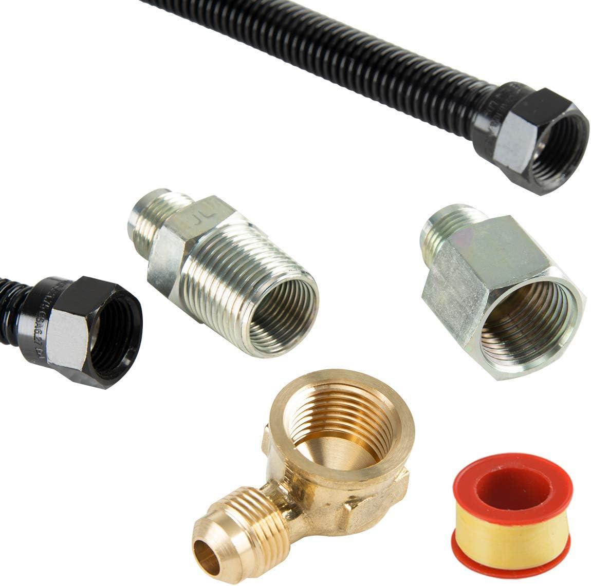 Stanbroil 3/8″ X 48″ Non-Whistle Flexible Flex Gas Line with Brass Ends for NG or LP Fire Pit and Fireplace(48 Inch)
