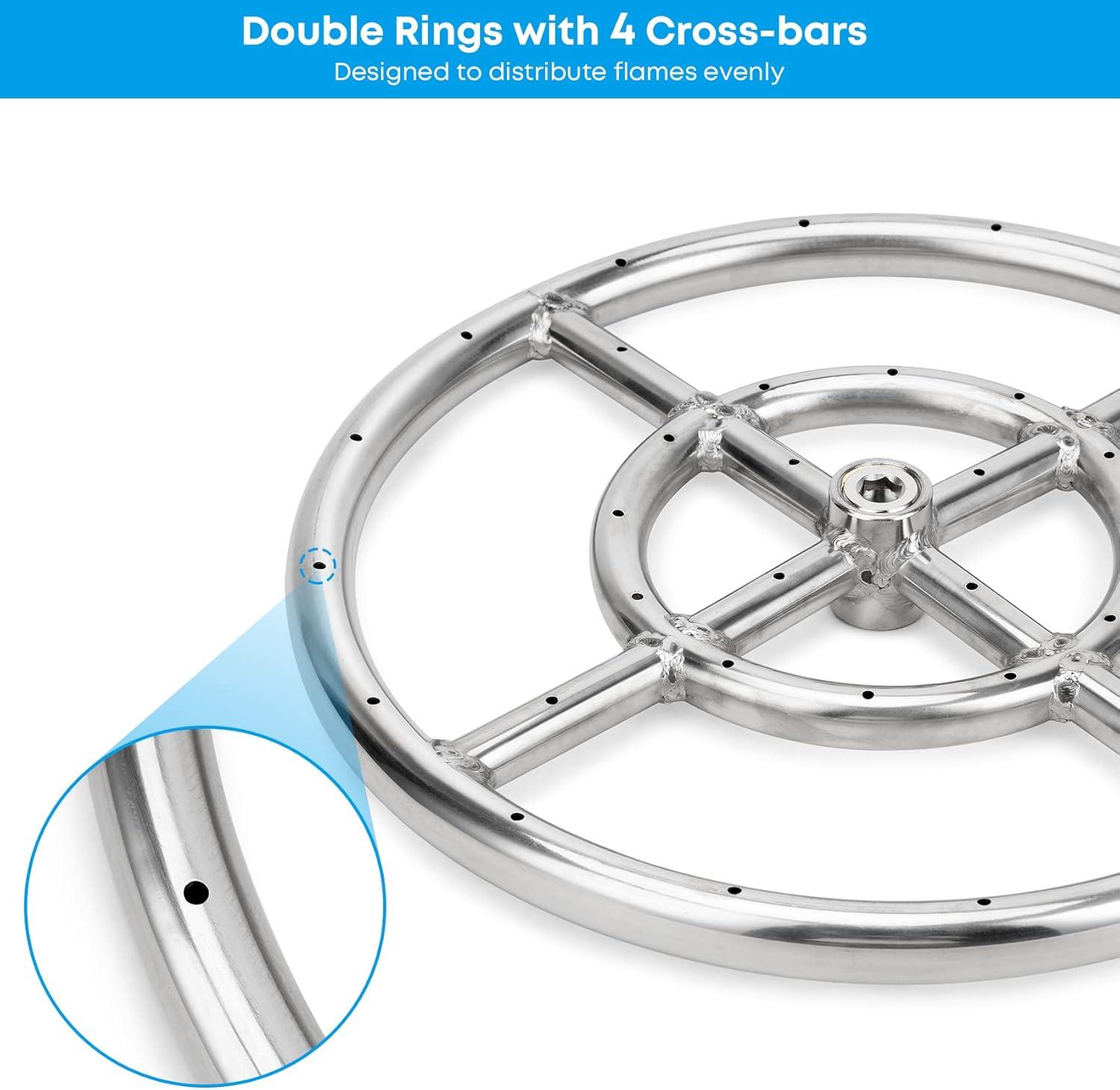 Stanbroil LP Propane Gas Fire Pit Stainless Steel Burner Ring Installation Kit, 12-inch