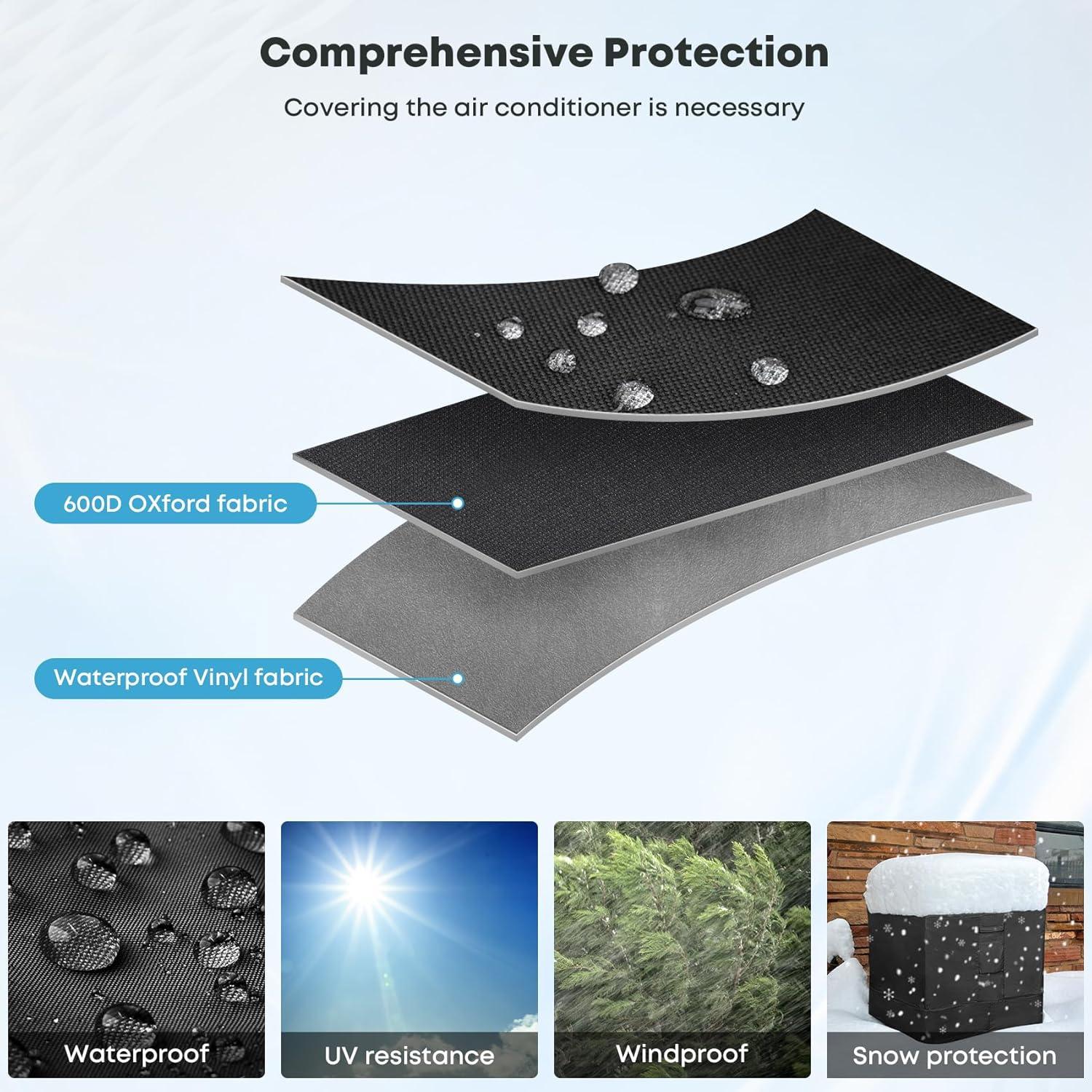 Stanbroil 34 Air Conditioner Cover for Outside Units, Durable Waterproof 600D & Weather Resistant Square Fire Pit Table Cover