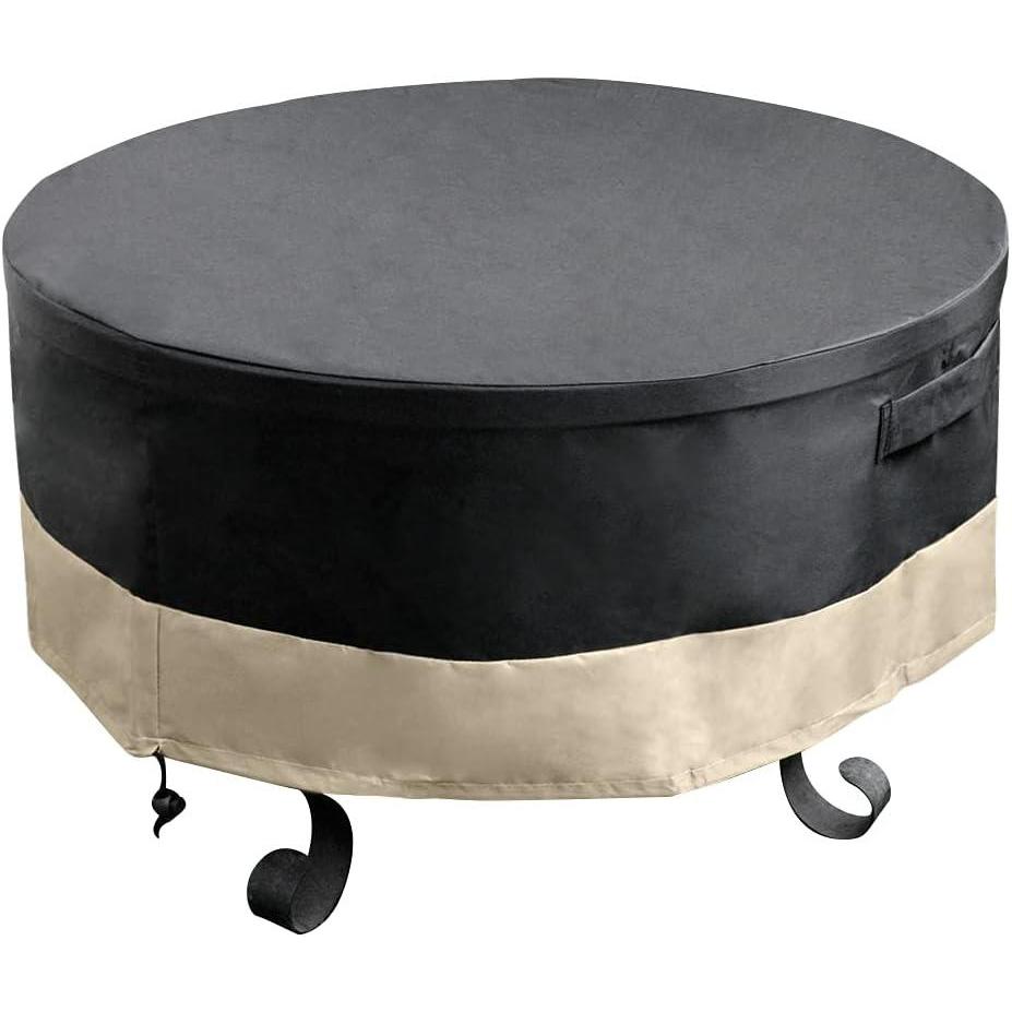 Stanbroil 60 Inch Round Fire Pit Cover, Full Coverage Fire Pit Table Cover, Patio Furniture Cover with Durable and Water Resistant Fabric, Black(36″)