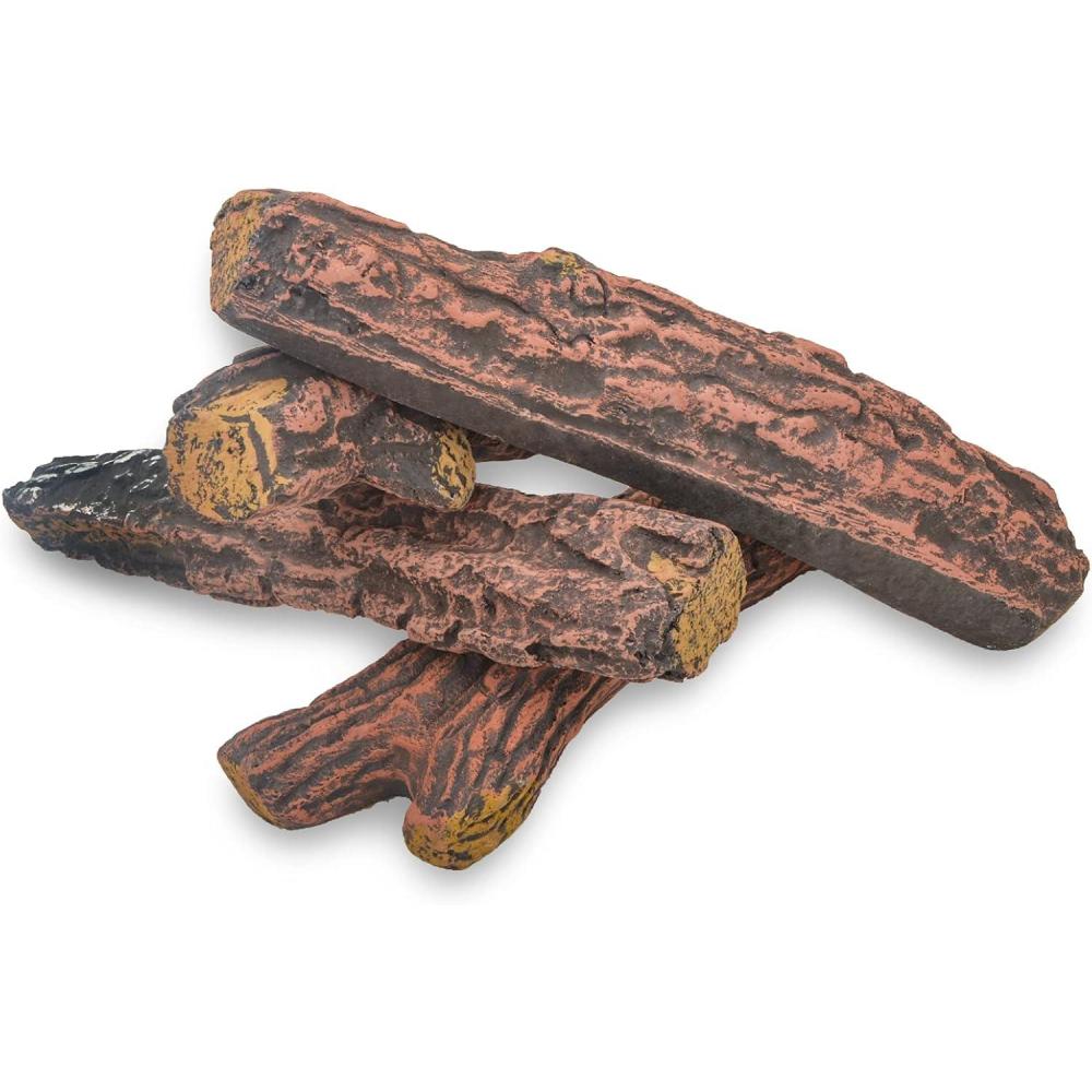 Stanbroil Fireplace 4 Piece Set of Ceramic Wood Logs for All Types of Ventless, Gel, Ethanol, Electric,Gas Inserts, Propane, Indoor or Outdoor Fireplaces & Fire Pits