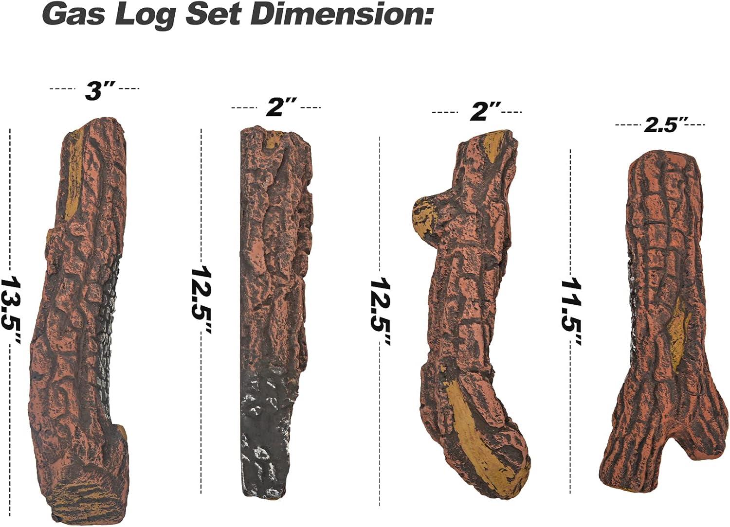Stanbroil Fireplace 4 Piece Set of Ceramic Wood Logs for All Types of Ventless, Gel, Ethanol, Electric,Gas Inserts, Propane, Indoor or Outdoor Fireplaces & Fire Pits