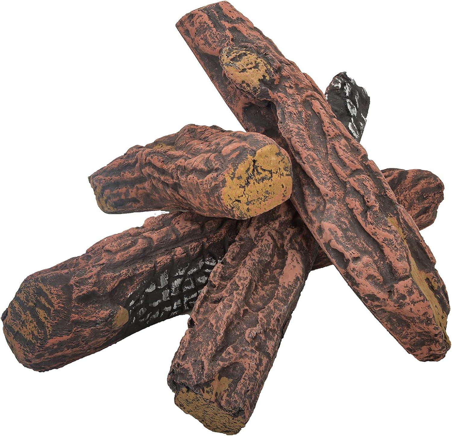 Stanbroil Fireplace 4 Piece Set of Ceramic Wood Logs for All Types of Ventless, Gel, Ethanol, Electric,Gas Inserts, Propane, Indoor or Outdoor Fireplaces & Fire Pits