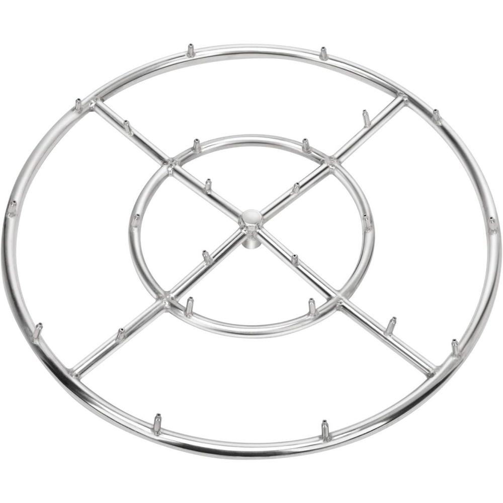 Stanbroil 24″ High Flame Round Jet Burner Ring for Natural or Propane Gas Fire Pit, 304 Series Stainless Steel, Double Ring(24 Inch)