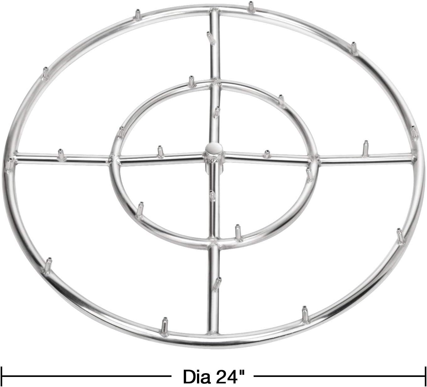 Stanbroil 24″ High Flame Round Jet Burner Ring for Natural or Propane Gas Fire Pit, 304 Series Stainless Steel, Double Ring(24 Inch)
