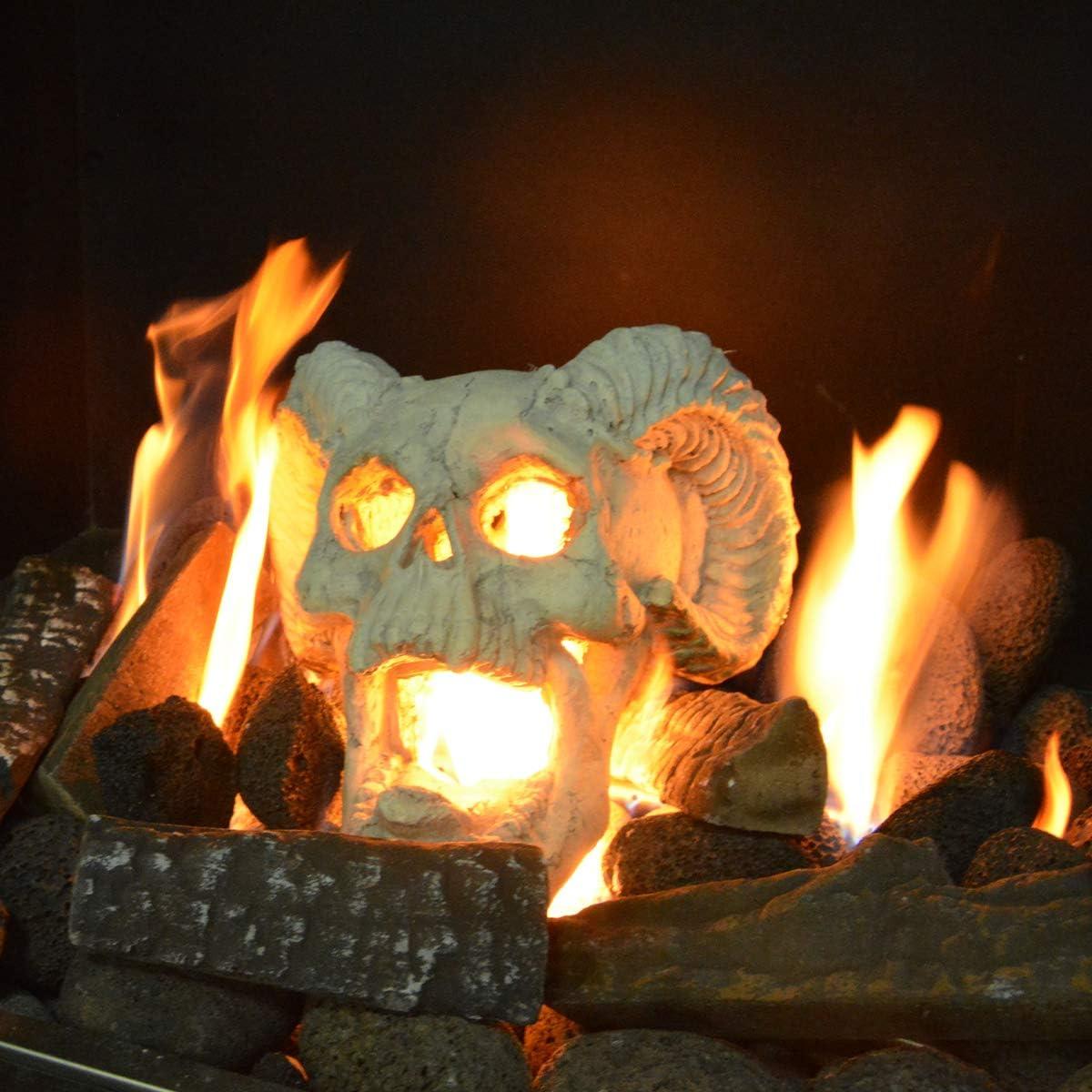 Stanbroil Fire Pit Demon Skull Gas Log for Ventless & Vent Free, Propane, Gel, Ethanol, Electric, Outdoor Fireplace and Fire Pit, Halloween Decor – Patent Pending(White)