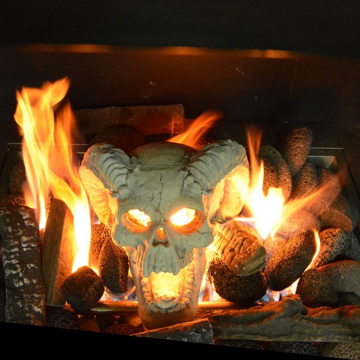 Stanbroil Fire Pit Demon Skull Gas Log for Ventless & Vent Free, Propane, Gel, Ethanol, Electric, Outdoor Fireplace and Fire Pit, Halloween Decor – Patent Pending(White)