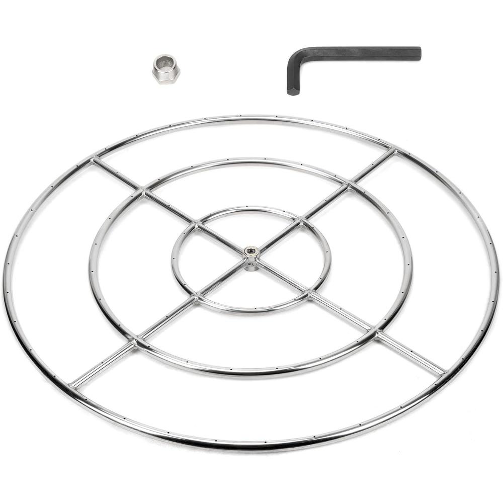 Stanbroil 24 Inch Round Fire Pit Burner Ring for Natural Gas & Propane Fire Pit Fireplace – 304 Stainless Steel Fire Pit Burner for Indoor & Outdoor, BTU 296,000 Max(Triple Ring 36 inch)