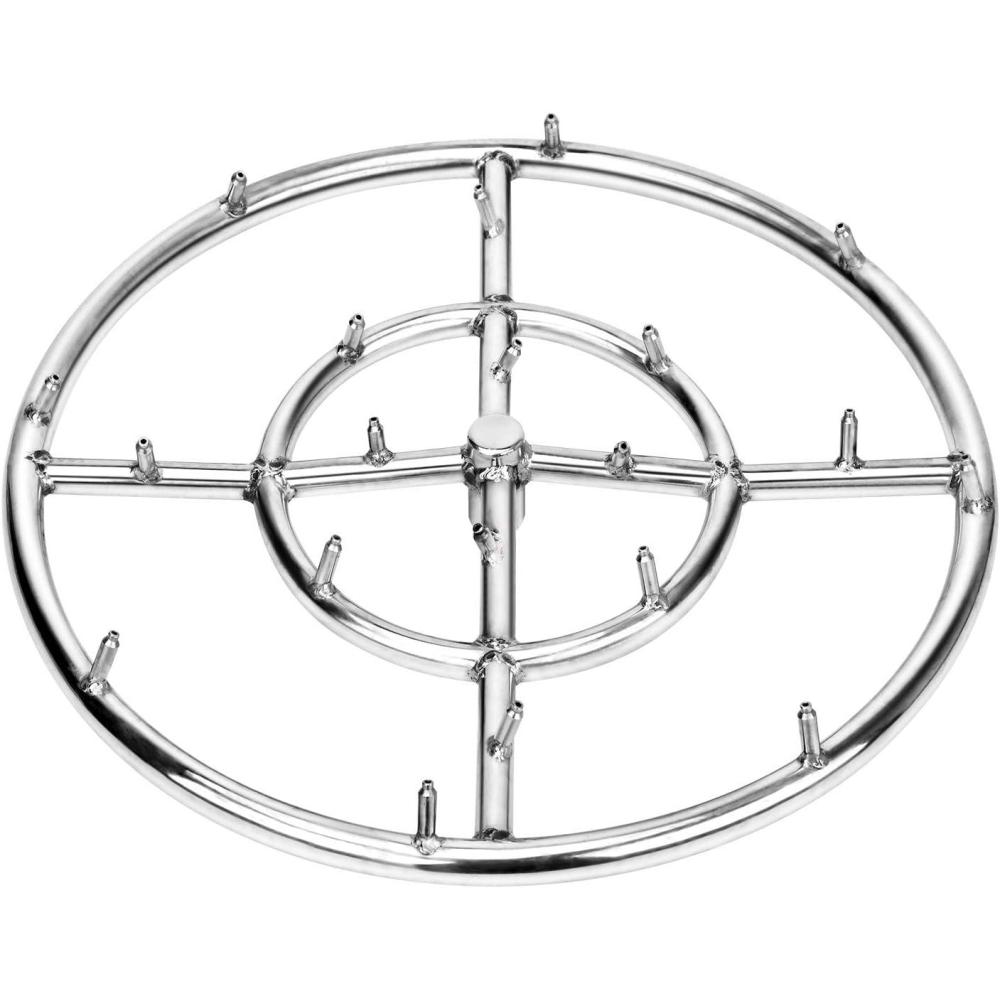 Stanbroil 24″ High Flame Round Jet Burner Ring for Natural or Propane Gas Fire Pit, 304 Series Stainless Steel, Double Ring(18 Inch)