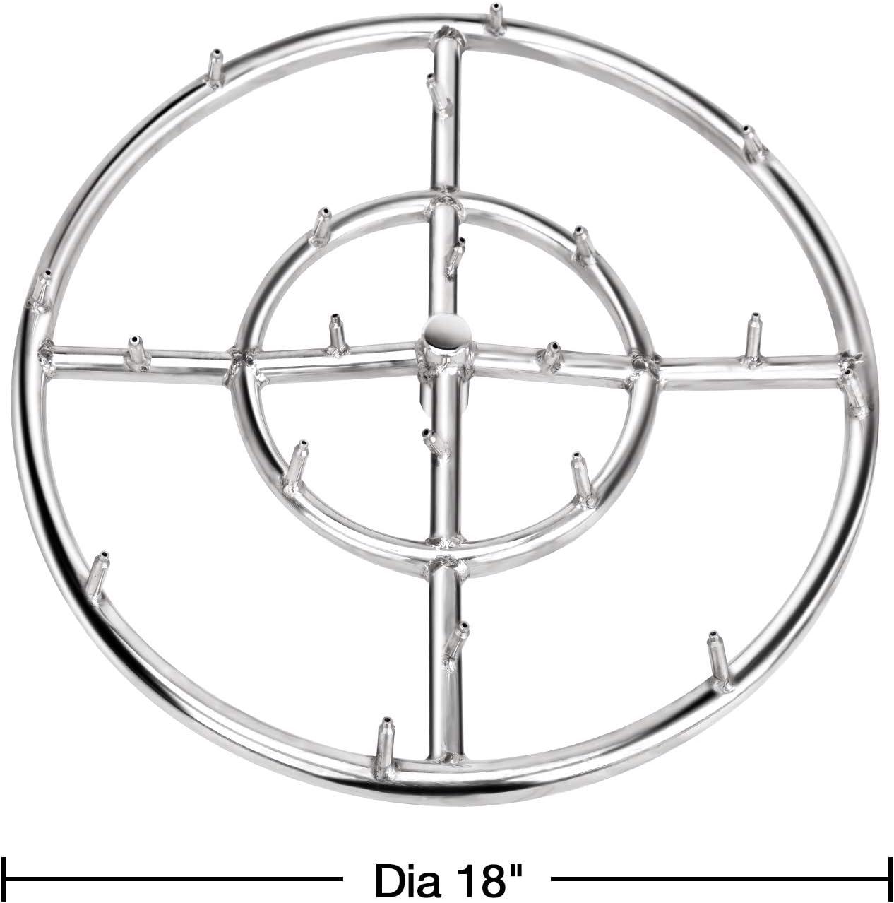 Stanbroil 24″ High Flame Round Jet Burner Ring for Natural or Propane Gas Fire Pit, 304 Series Stainless Steel, Double Ring(18 Inch)