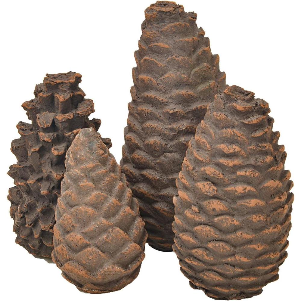 Stanbroil Set of 4 Gas Logs Decorative Ceramic Pine Cones for Indoor or Outdoor Fireplaces and Fire Pits