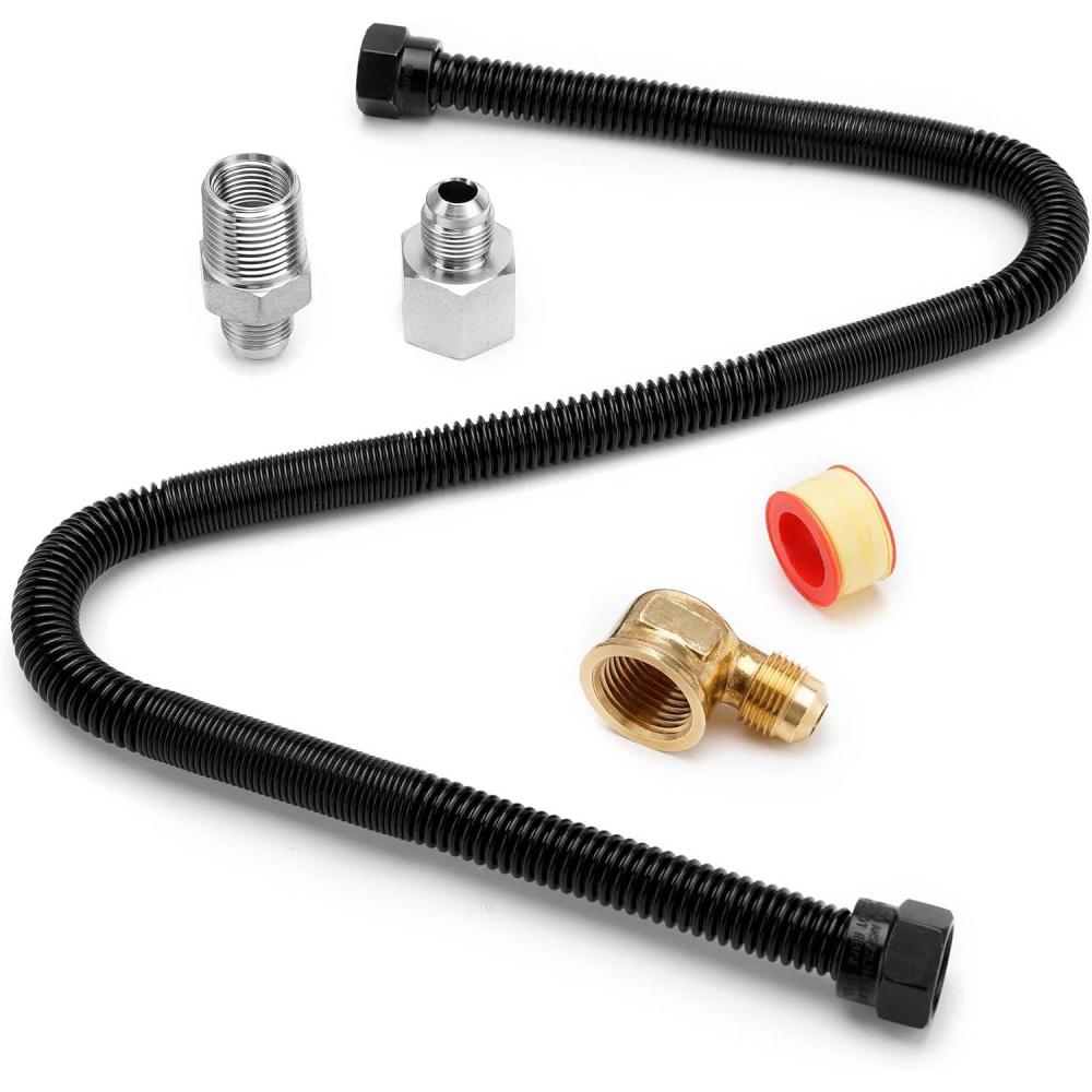 Stanbroil 3/8″ X 48″ Non-Whistle Flexible Flex Gas Line with Brass Ends for NG or LP Fire Pit and Fireplace(24 Inch)