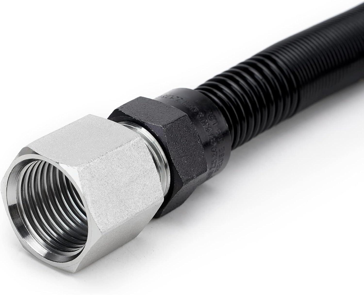 Stanbroil 1/2″ OD x 3/8″ ID 12″ Non-Whistle Flexible Flex Gas Line Connector Kit for NG or LP Fire Pit and Fireplace(3/8″ X 12″)