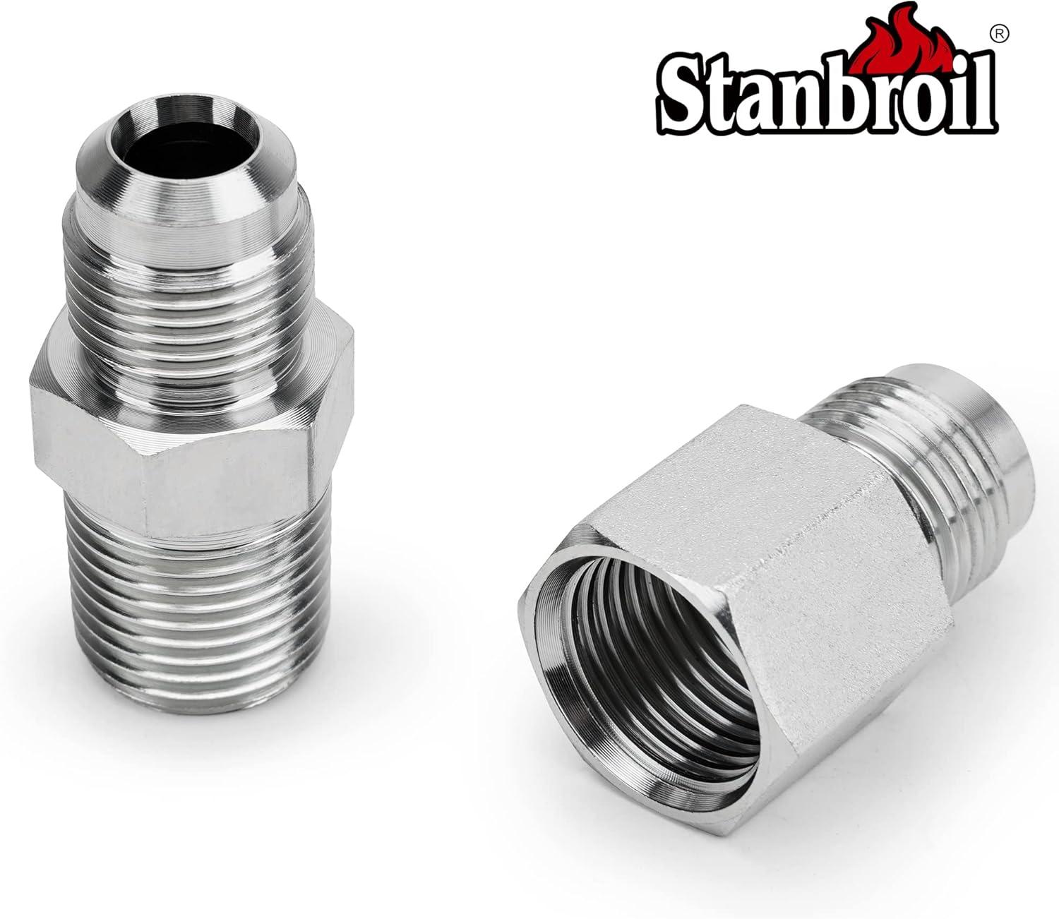 Stanbroil 1/2″ OD x 3/8″ ID 12″ Non-Whistle Flexible Flex Gas Line Connector Kit for NG or LP Fire Pit and Fireplace(3/8″ X 12″)