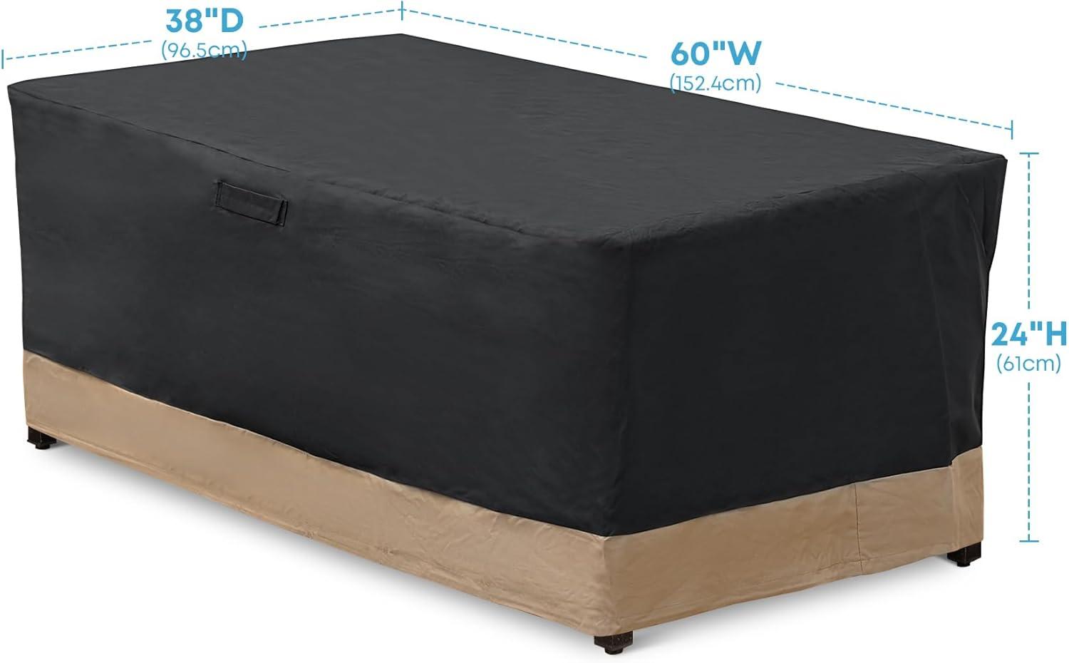 Stanbroil 40-Inch Patio Square Cover, 600D Waterproof Fire Pit Cover for Outdoor Fire Pit Table, Fire Bowl, Patio Furniture, Waterproof, Black(60L x 38W x 24H)