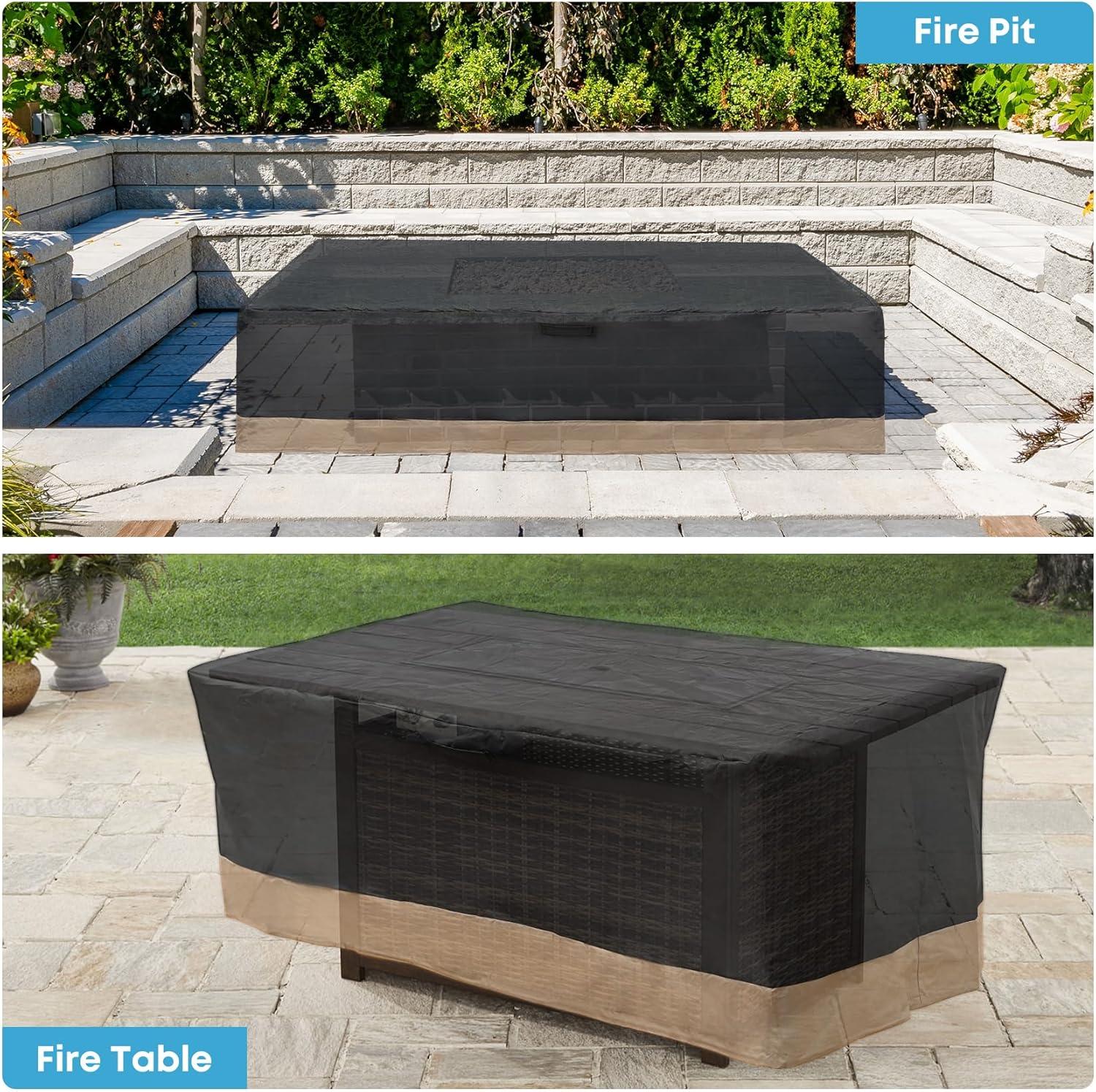Stanbroil 40-Inch Patio Square Cover, 600D Waterproof Fire Pit Cover for Outdoor Fire Pit Table, Fire Bowl, Patio Furniture, Waterproof, Black(60L x 38W x 24H)