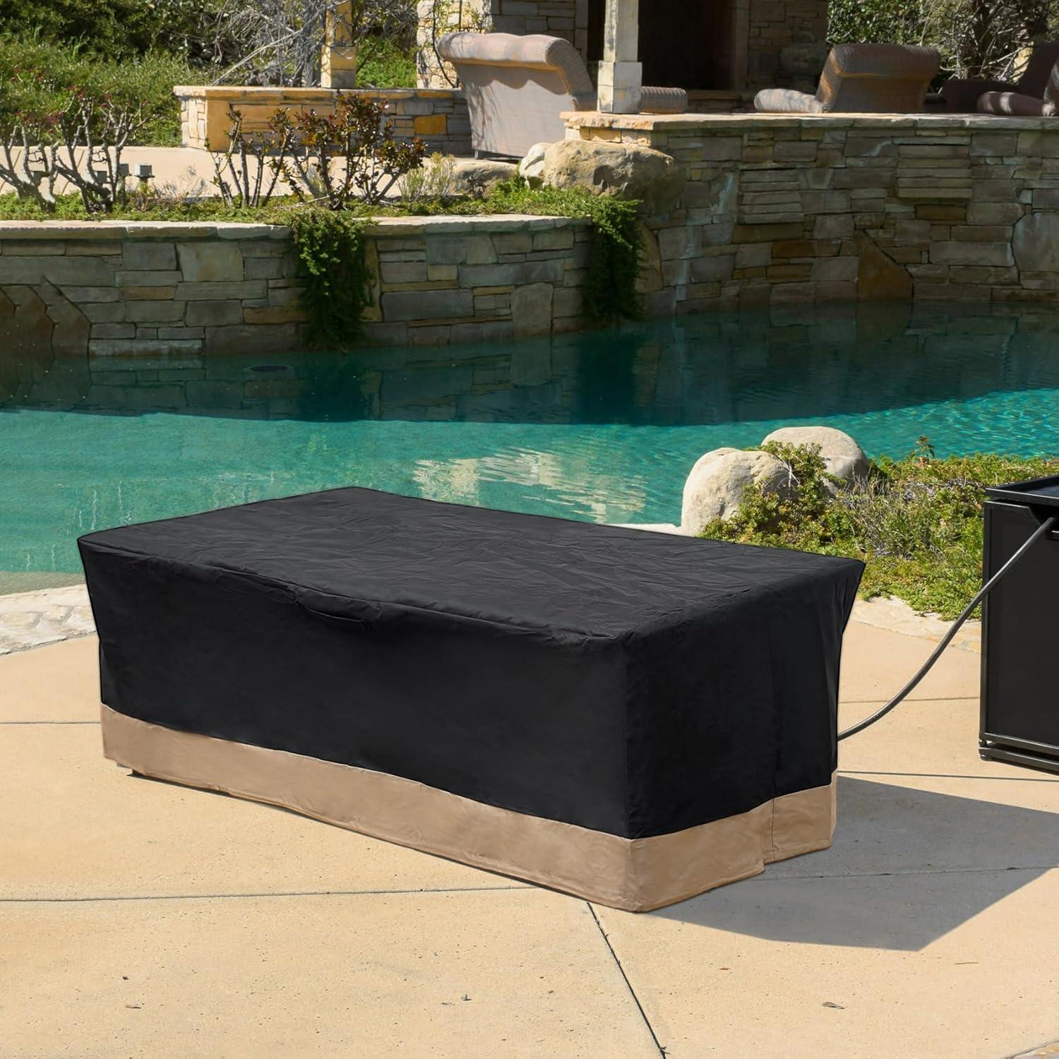 Stanbroil 40-Inch Patio Square Cover, 600D Waterproof Fire Pit Cover for Outdoor Fire Pit Table, Fire Bowl, Patio Furniture, Waterproof, Black(60L x 38W x 24H)