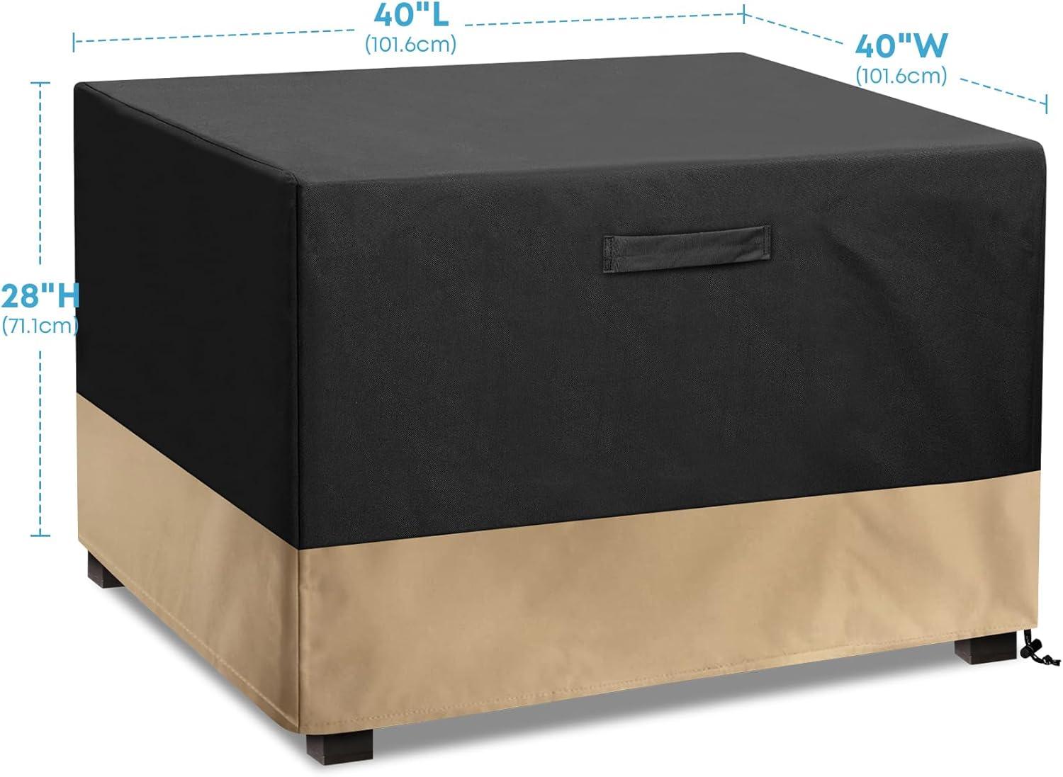 Stanbroil 40-Inch Patio Square Cover, 600D Waterproof Fire Pit Cover for Outdoor Fire Pit Table, Fire Bowl, Patio Furniture, Waterproof, Black(40Lx40Wx28H)