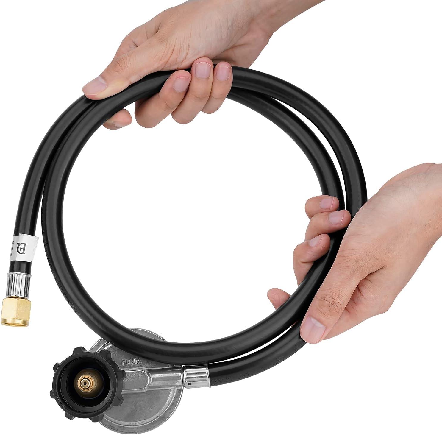 Stanbroil 4FT QCC1 Vertical Low Pressure Propane Hose and Regulator for LP Gas Grill, Heater and Fire Pit, 3/8″ Female Flare x ACME Nut
