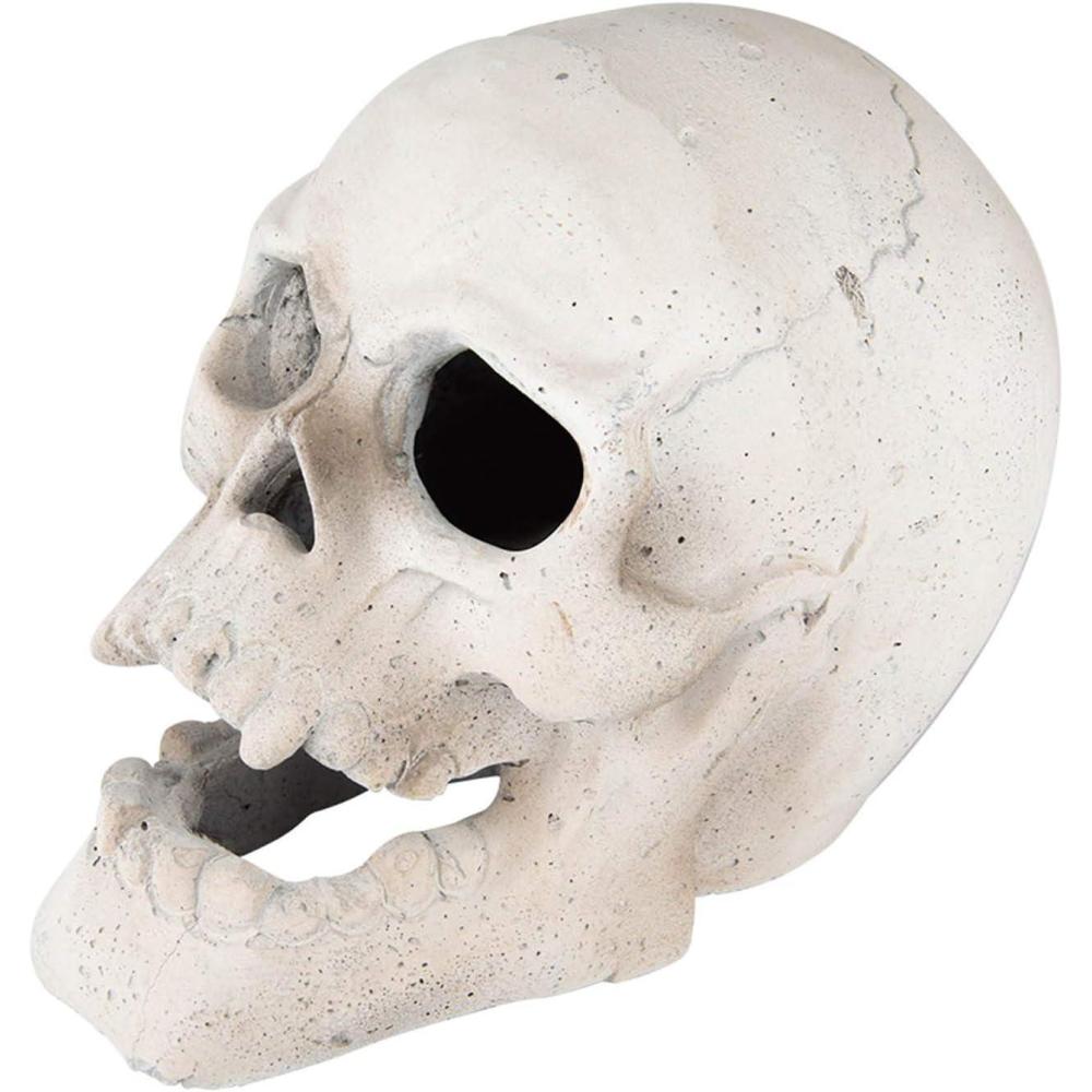 Stanbroil Fire Pits 9″ Imitated Human Skull Decoration for Indoors Outdoors Campfire, Fireplace, Halloween Party Decor, 1 Pack – Patent Pending(White)