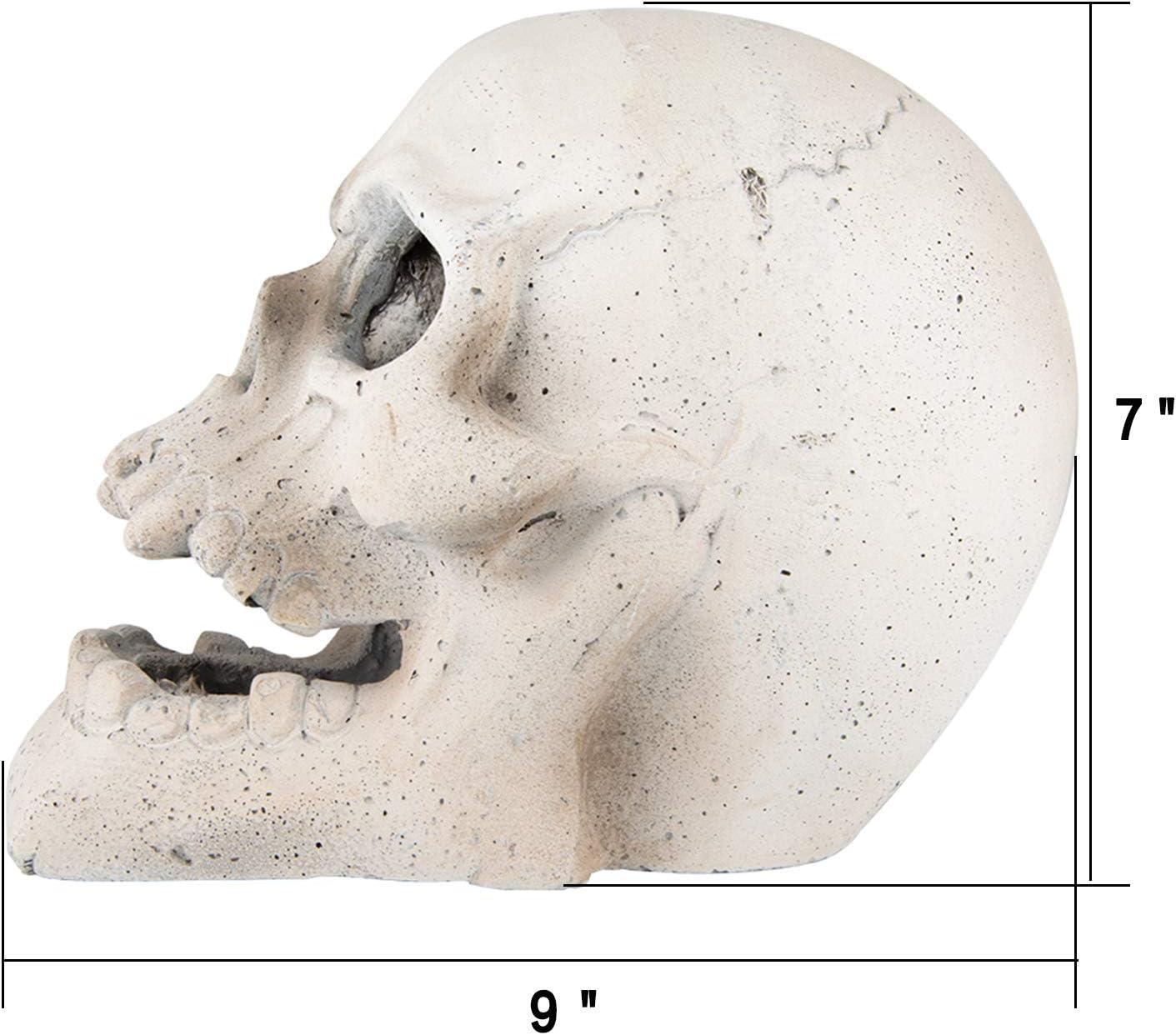 Stanbroil Fire Pits 9″ Imitated Human Skull Decoration for Indoors Outdoors Campfire, Fireplace, Halloween Party Decor, 1 Pack – Patent Pending(White)