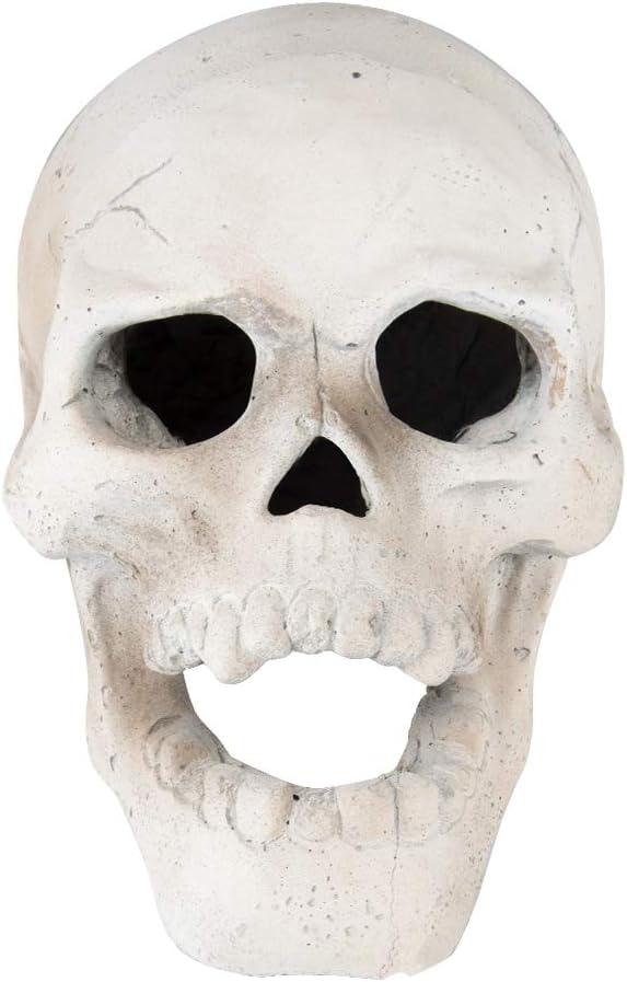 Stanbroil Fire Pits 9″ Imitated Human Skull Decoration for Indoors Outdoors Campfire, Fireplace, Halloween Party Decor, 1 Pack – Patent Pending(White)