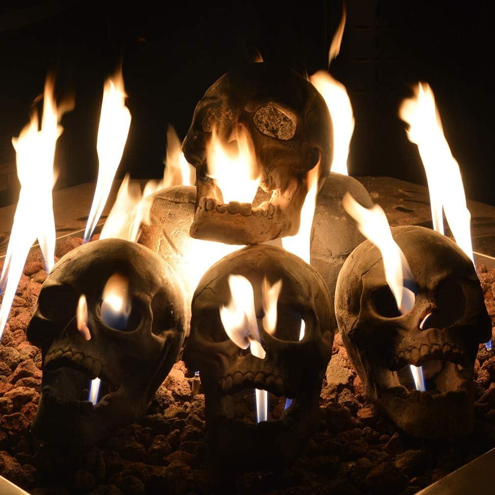 Stanbroil Fire Pits 9″ Imitated Human Skull Decoration for Indoors Outdoors Campfire, Fireplace, Halloween Party Decor, 1 Pack – Patent Pending(White)