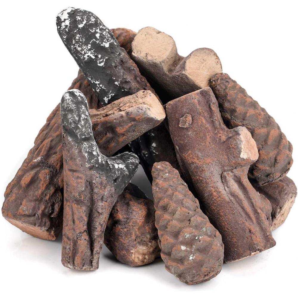 Stanbroil Small Ceramic Gas Logs, 10 Piece Set of Decoration Ceramic Wood Logs for All Types of Ventless, Gel, Ethanol, Electric, Gas Inserts, Propane, Indoor or Outdoor Fireplaces & Fire Pits(Small)