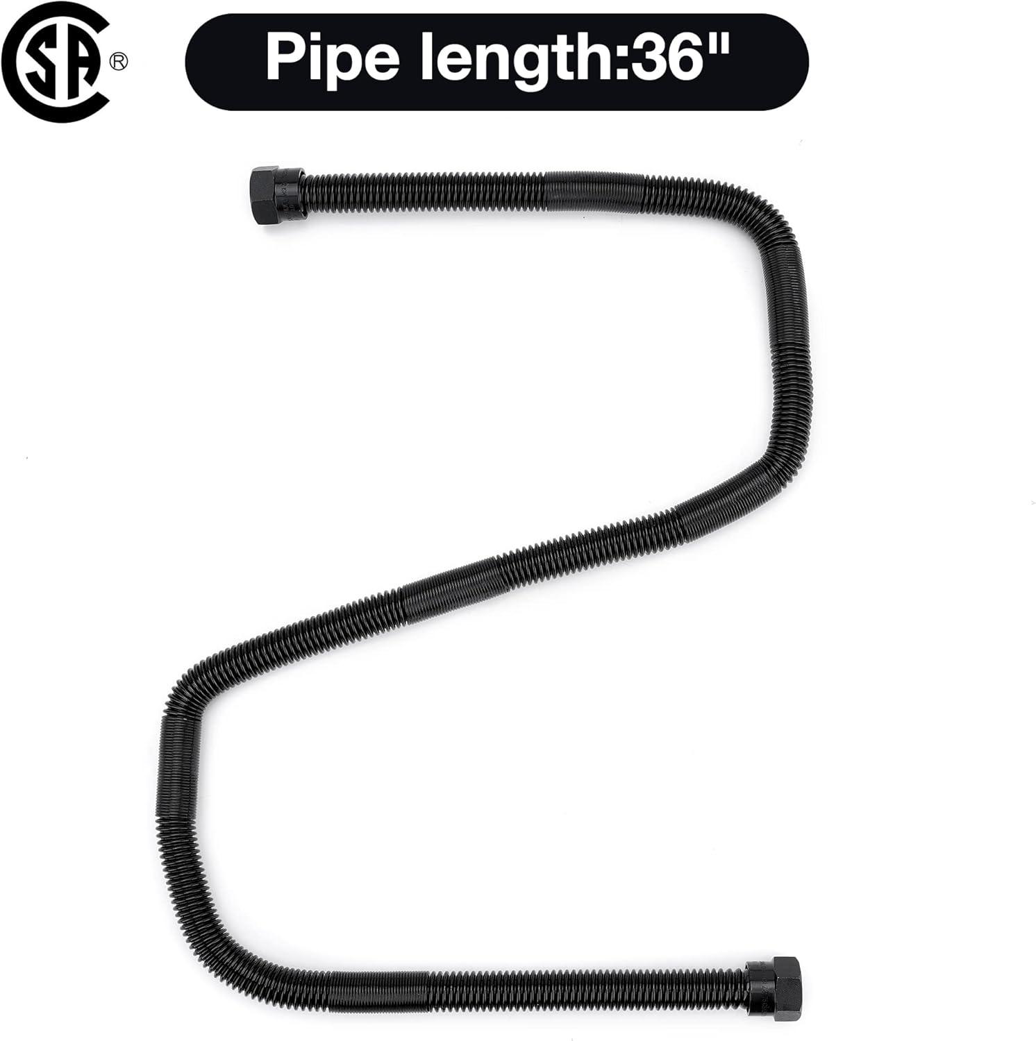 Stanbroil 1/2″ OD x 3/8″ ID 36″ Non-Whistle Flexible Flex Gas Line Connector Kit for NG or LP Fire Pit and Fireplace