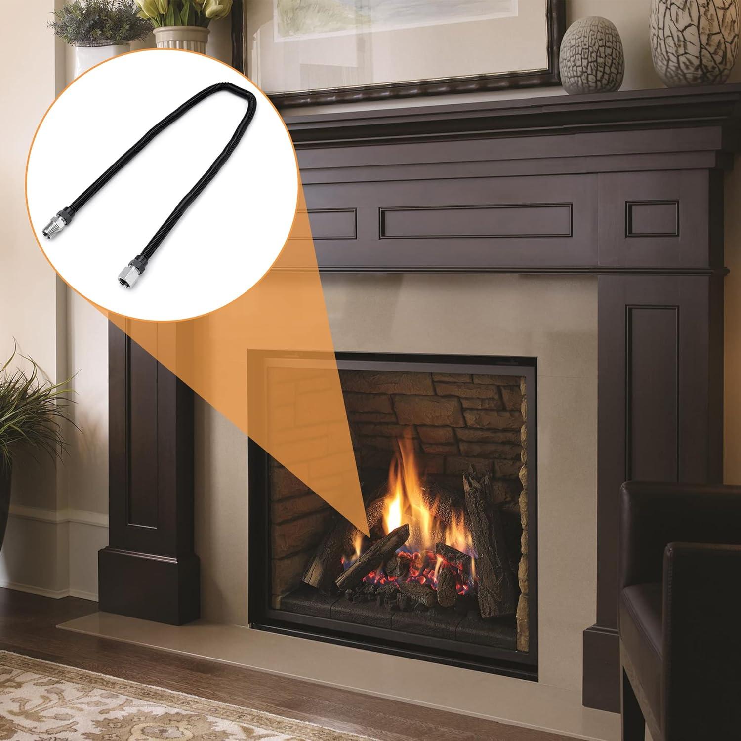 Stanbroil 1/2″ OD x 3/8″ ID 36″ Non-Whistle Flexible Flex Gas Line Connector Kit for NG or LP Fire Pit and Fireplace