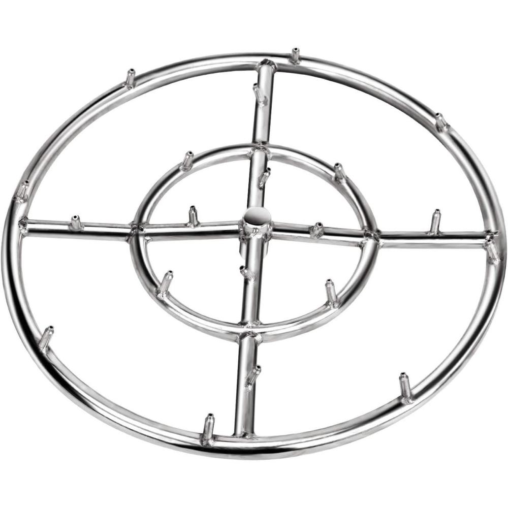 Stanbroil 24″ High Flame Round Jet Burner Ring for Natural or Propane Gas Fire Pit, 304 Series Stainless Steel, Double Ring(12 Inch)