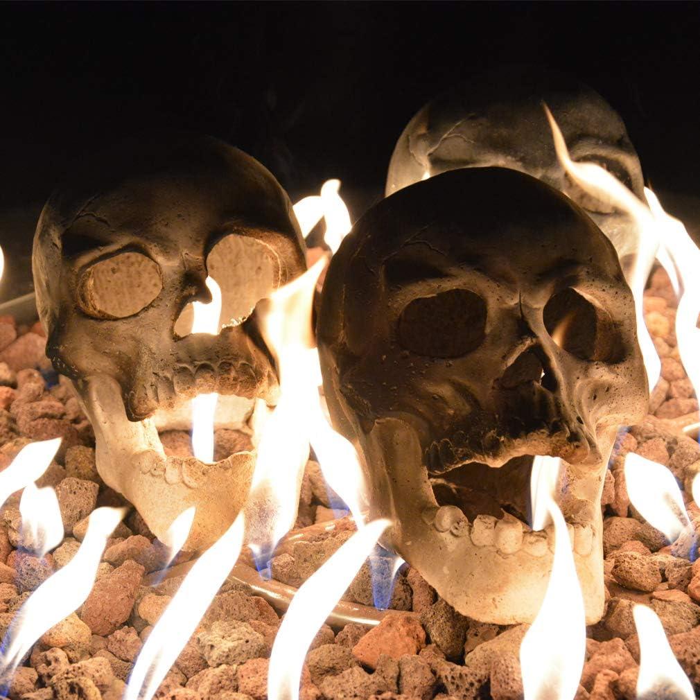 Stanbroil Fire Pits 9″ Imitated Human Skull Decoration for Indoors Outdoors Campfire, Fireplace, Halloween Party Decor, 1 Pack – Patent Pending(Black)