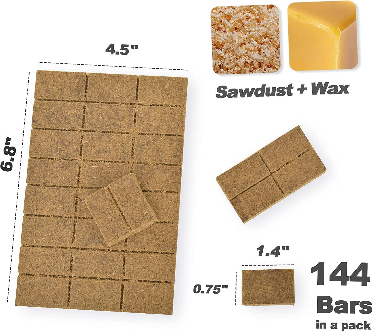 Stanbroil 144 pcs Fire Starters, Natural Charcoal Squares Fire Starters Super Fast Lighting Perfect for Barbecue Grills, Smokers, Wood Stove, Campfires and Outdoor Fireplaces(144 pcs)