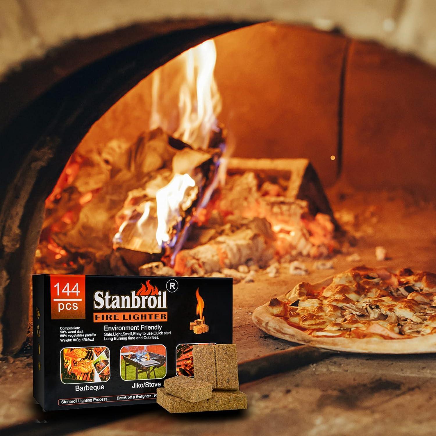 Stanbroil 144 pcs Fire Starters, Natural Charcoal Squares Fire Starters Super Fast Lighting Perfect for Barbecue Grills, Smokers, Wood Stove, Campfires and Outdoor Fireplaces(144 pcs)