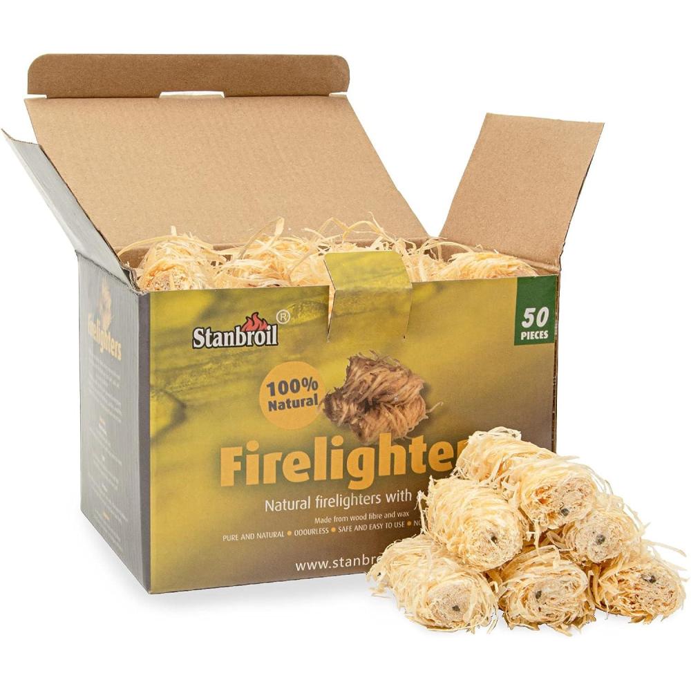Stanbroil 50 pcs Fire Starters, Natural Charcoal Fire Starters Super Fast Lighting Perfect for Barbecue Grills, Smokers, Wood Stove, Campfires and Outdoor Fireplaces(50 pcs)