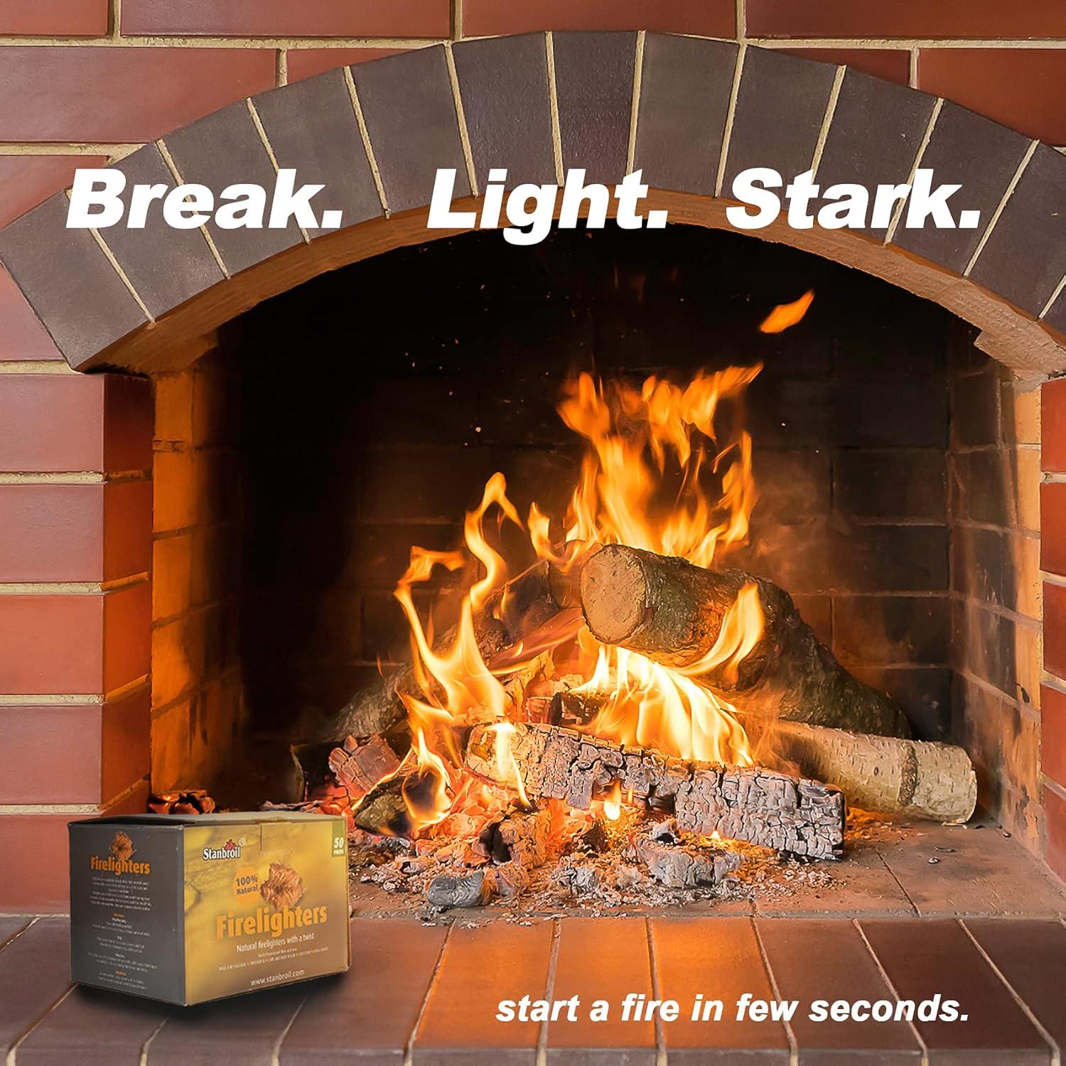 Stanbroil 50 pcs Fire Starters, Natural Charcoal Fire Starters Super Fast Lighting Perfect for Barbecue Grills, Smokers, Wood Stove, Campfires and Outdoor Fireplaces(50 pcs)