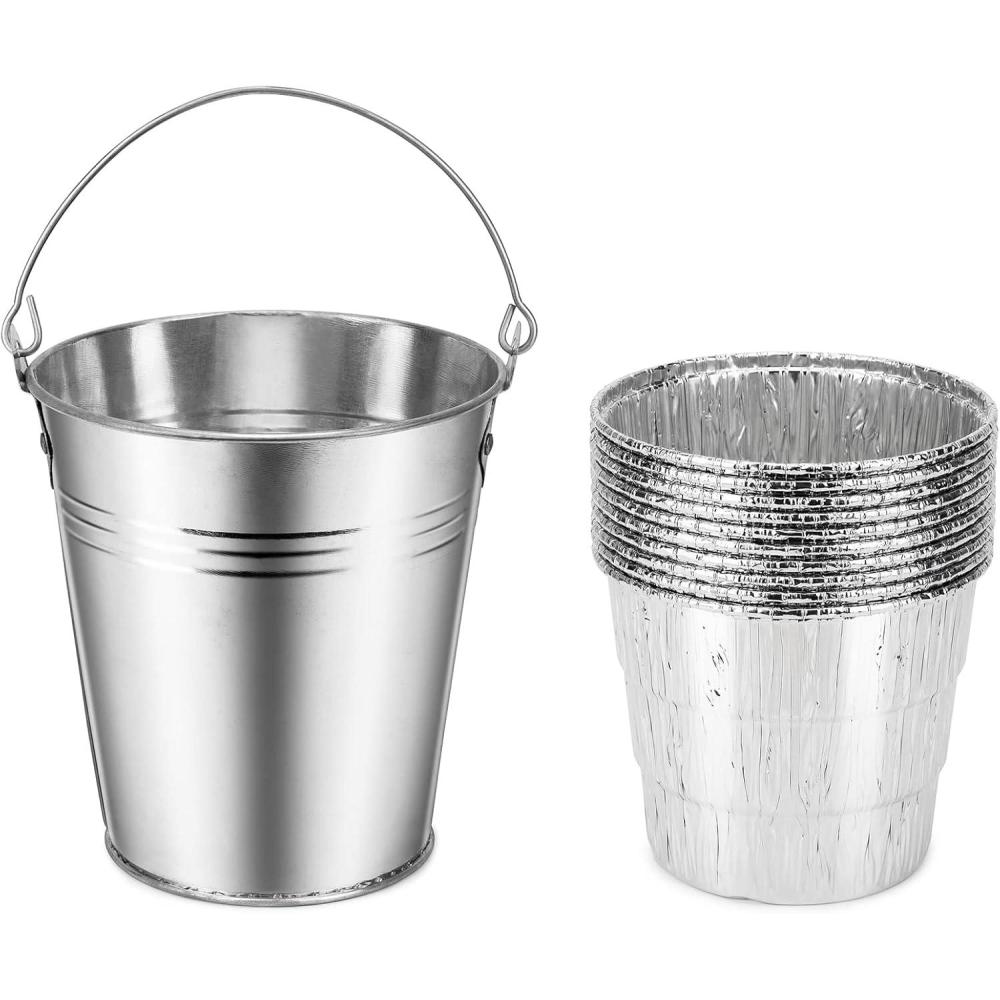 Stanbroil Grill Grease Bucket Replacement with 10-Pack Bucket Liners for Traeger 20/22/34 Series, Pit Boss, Camp Chef, Louisiana, etc Pellet Grill/Smoker, Silver(10-Pack)