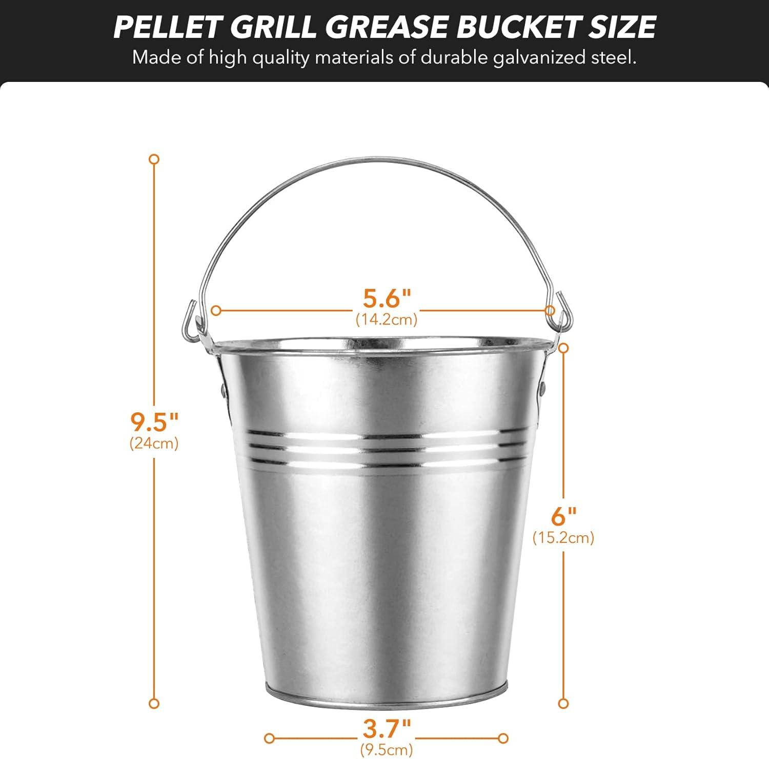 Stanbroil Grill Grease Bucket Replacement with 10-Pack Bucket Liners for Traeger 20/22/34 Series, Pit Boss, Camp Chef, Louisiana, etc Pellet Grill/Smoker, Silver(10-Pack)