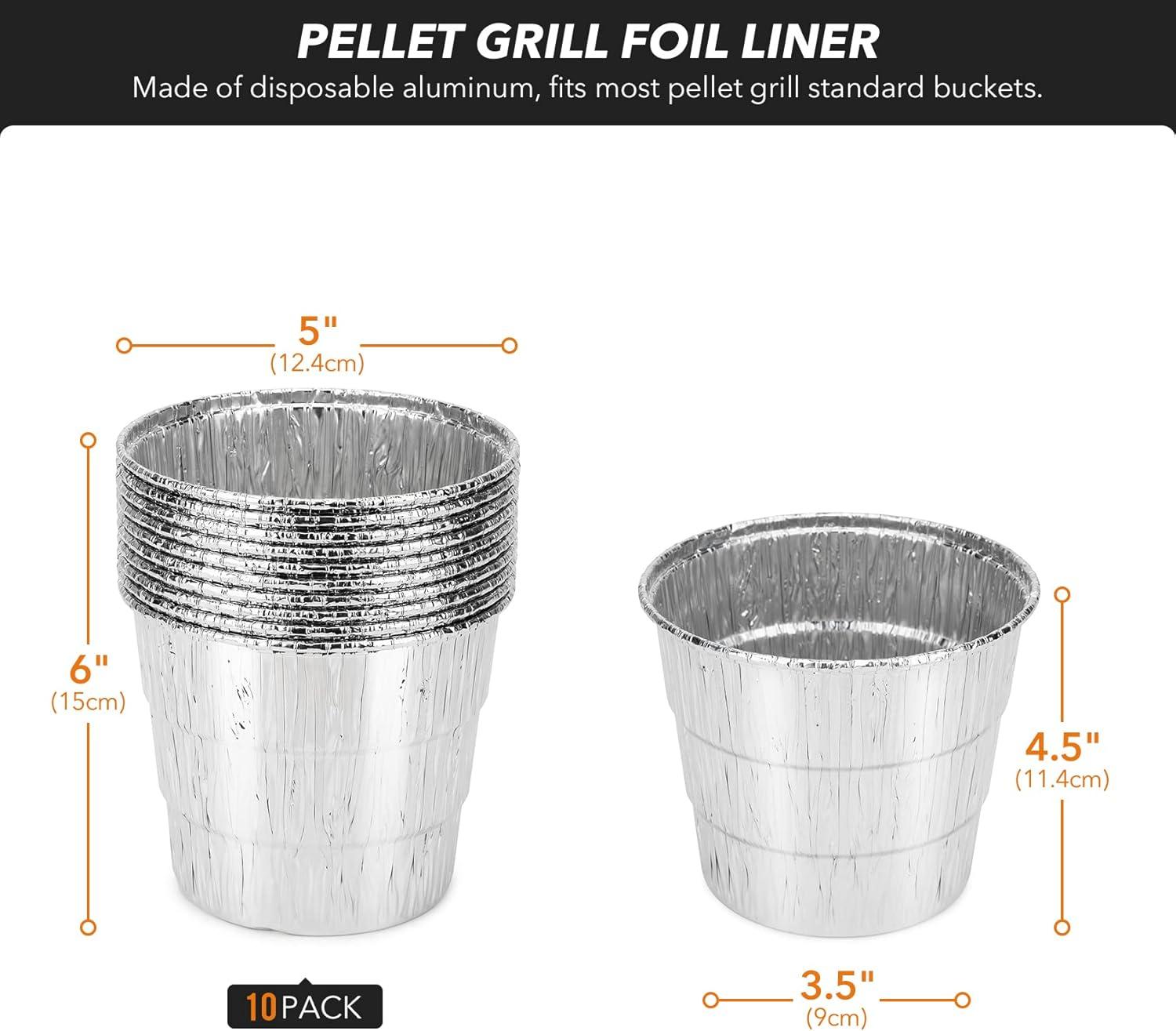Stanbroil Grill Grease Bucket Replacement with 10-Pack Bucket Liners for Traeger 20/22/34 Series, Pit Boss, Camp Chef, Louisiana, etc Pellet Grill/Smoker, Silver(10-Pack)