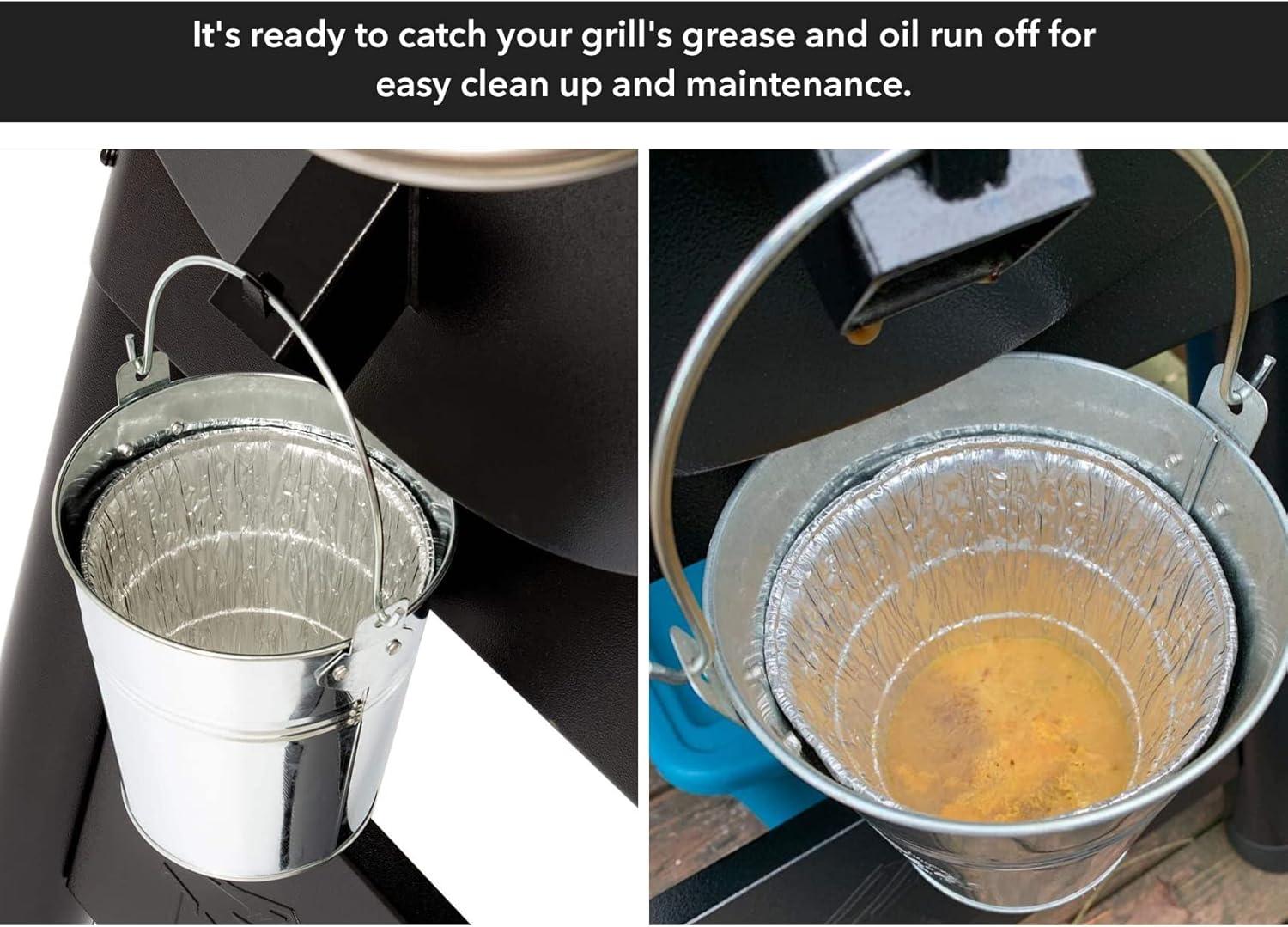 Stanbroil Grill Grease Bucket Replacement with 10-Pack Bucket Liners for Traeger 20/22/34 Series, Pit Boss, Camp Chef, Louisiana, etc Pellet Grill/Smoker, Silver(10-Pack)