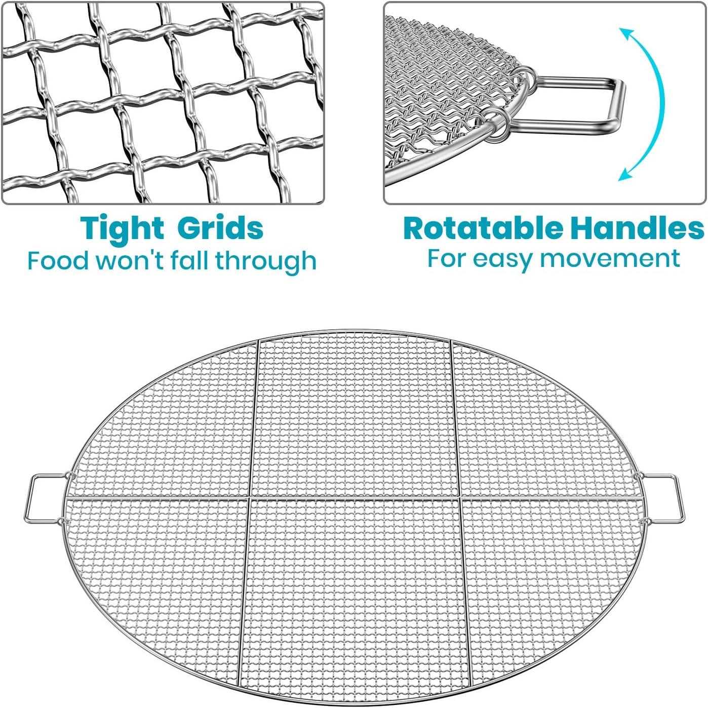 Stanbroil Fire Pit Cooking Grill Grate – Outdoor Round BBQ Campfire Grill Grid – Camping Cookware – Stainless Steel, 24 Inch(30 Inch)