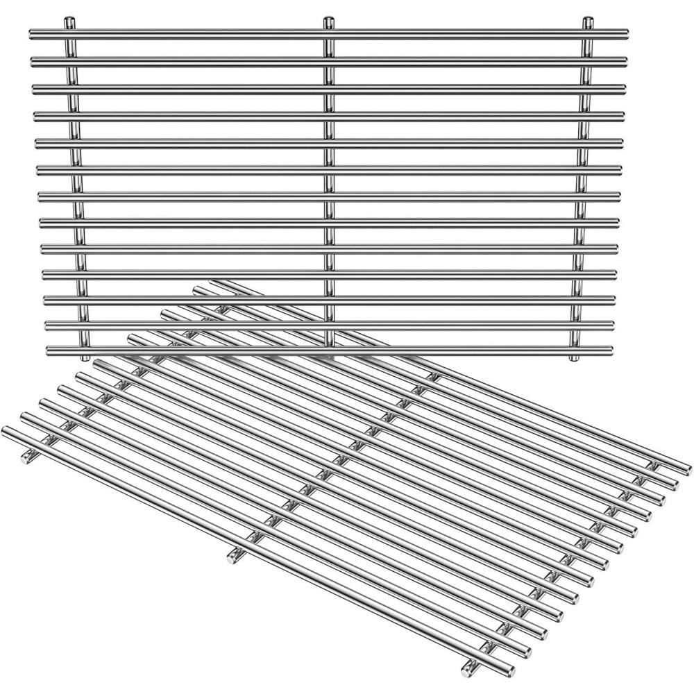 Stanbroil Solid Stainless Steel Cooking Grates for Weber Summit 400 Series Summit E/S 450/440/460/470 Gas Grills With Smoker Box – Heavy Duty grill Grid for Weber 67550 – Set of 2