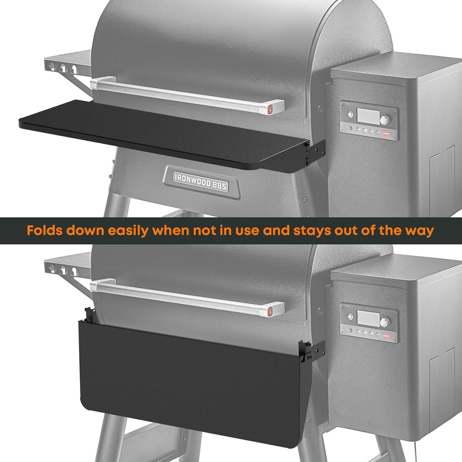 Stanbroil Folding Front Shelf for Traeger Pro 22, Pro 575 and Ironwood 650 Series, BAC362 Folding Shelf, Grill Accessories for Traeger Pellet Grills, 25″ L x 12″ W(33″)