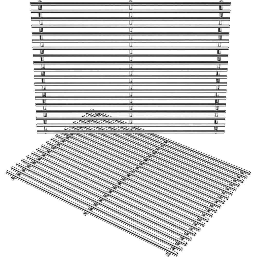 Stanbroil Cast Iron Cooking Grate for Weber Genesis II and Genesis II LX 300 Series Gas Grills – Grill Grid Grate for Weber Genesis 2022 – Replacement Parts for Weber 66095, Set of 2(Stainless Steel)