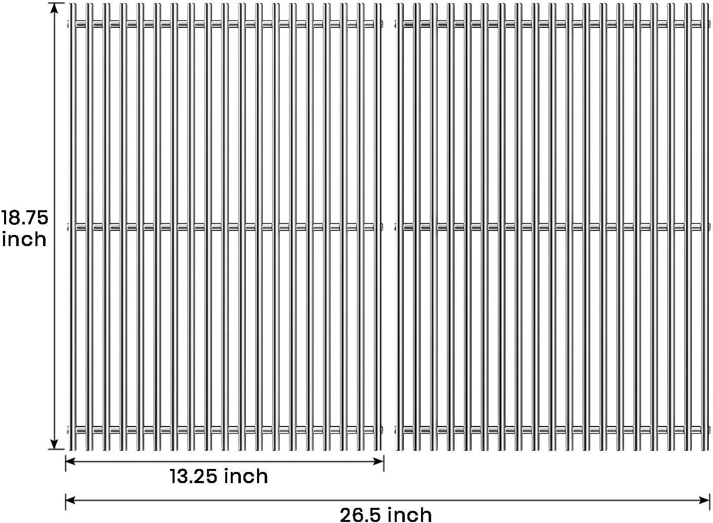Stanbroil Cast Iron Cooking Grate for Weber Genesis II and Genesis II LX 300 Series Gas Grills – Grill Grid Grate for Weber Genesis 2022 – Replacement Parts for Weber 66095, Set of 2(Stainless Steel)