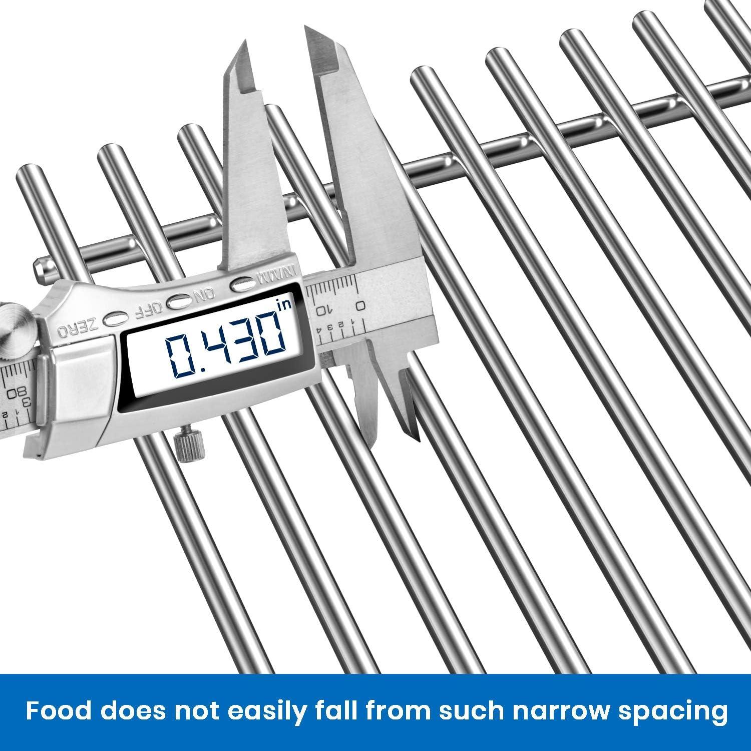 Stanbroil Cast Iron Cooking Grate for Weber Genesis II and Genesis II LX 300 Series Gas Grills – Grill Grid Grate for Weber Genesis 2022 – Replacement Parts for Weber 66095, Set of 2(Stainless Steel)
