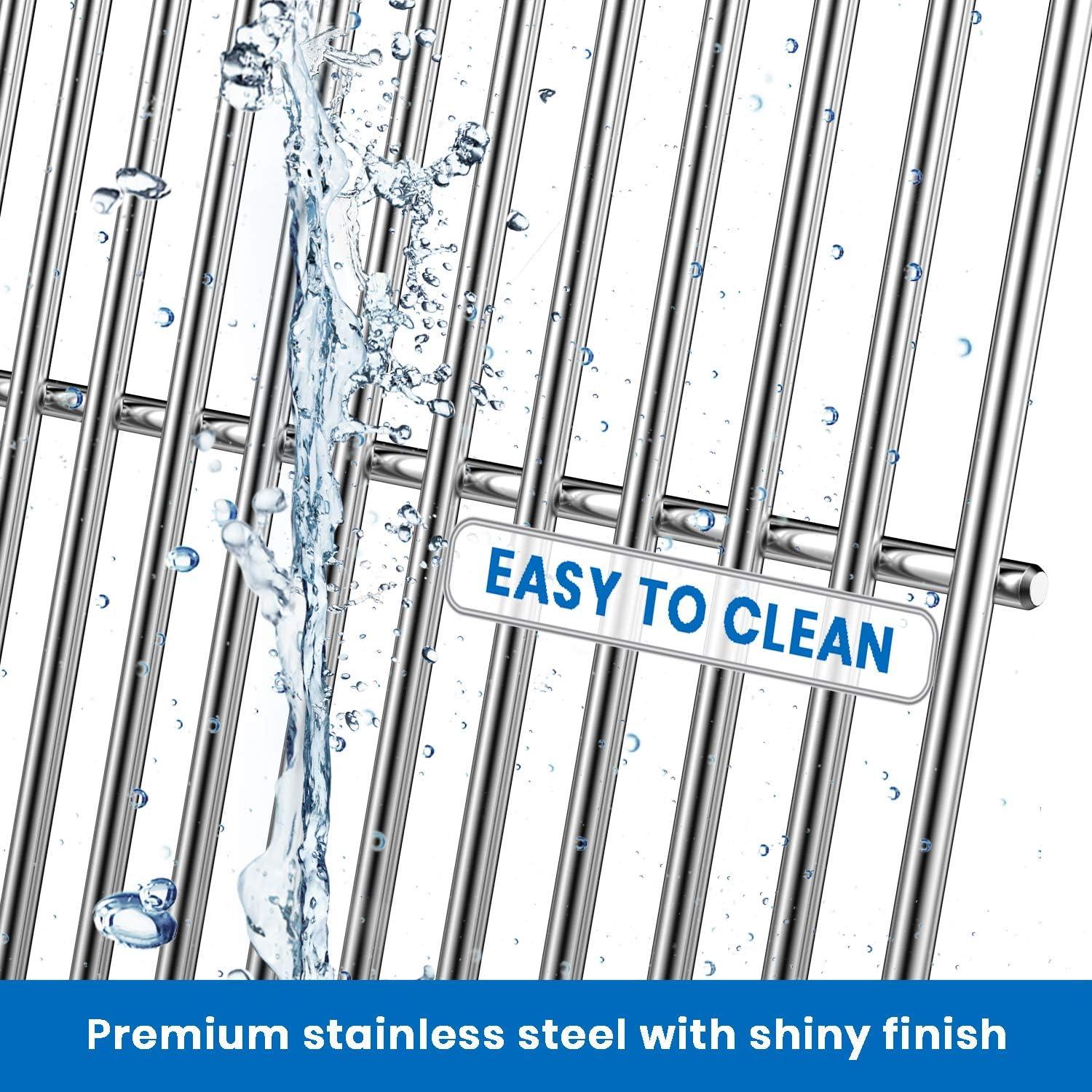 Stanbroil Cast Iron Cooking Grate for Weber Genesis II and Genesis II LX 300 Series Gas Grills – Grill Grid Grate for Weber Genesis 2022 – Replacement Parts for Weber 66095, Set of 2(Stainless Steel)
